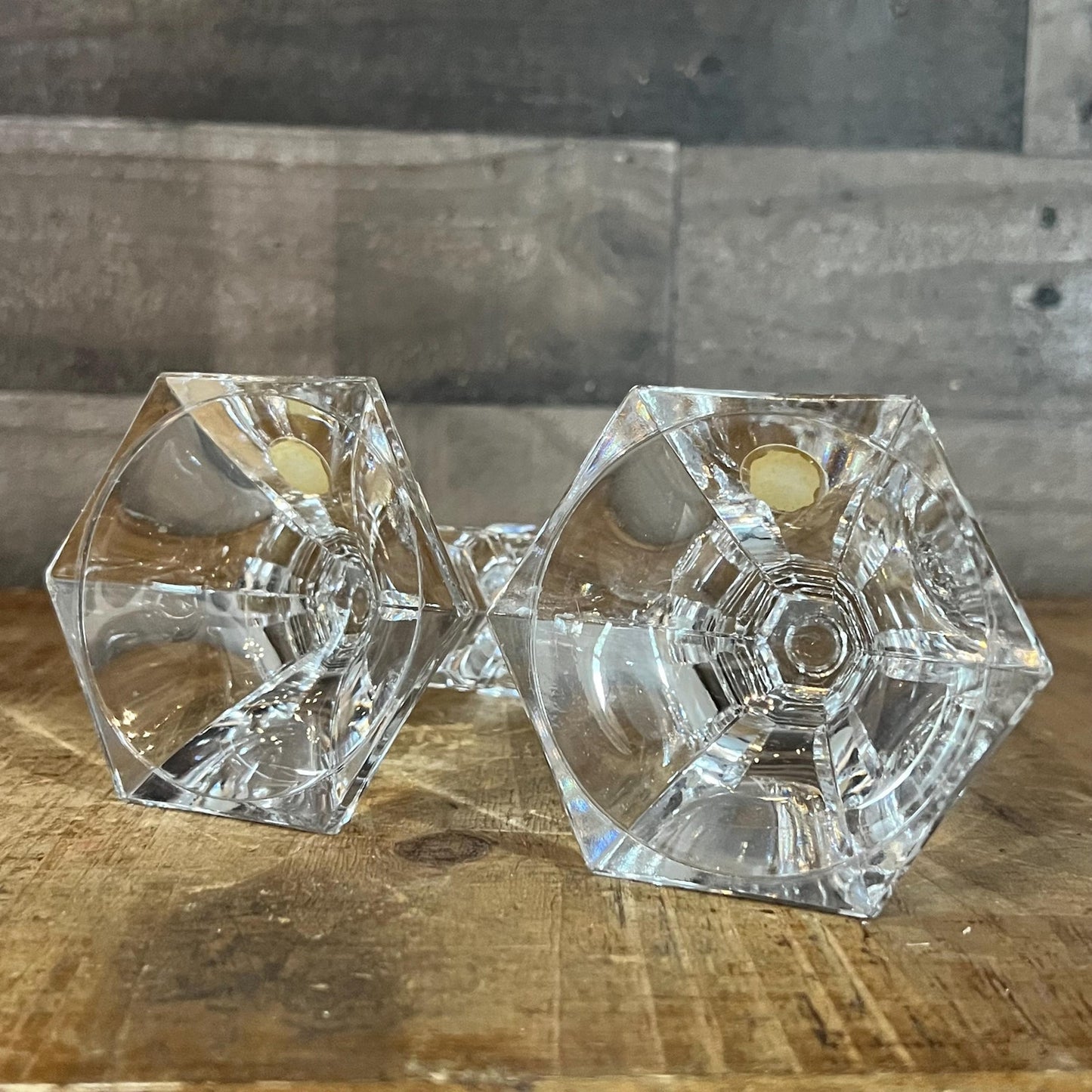 Vintage Pair of Bleikristall Crystal Candlestick Holders