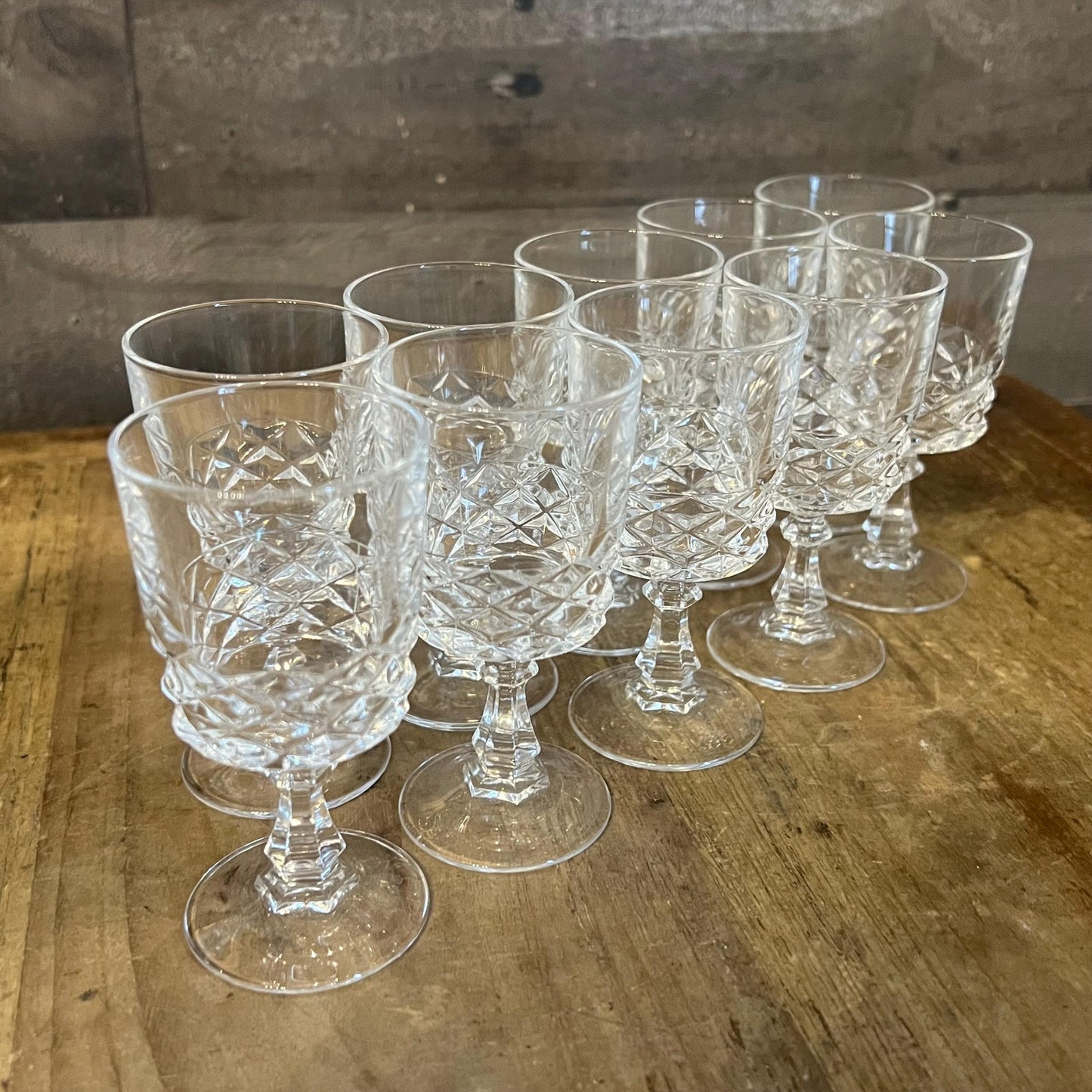 Cristal D’Arques-Durand Diamond Pattern Cordial Glasses - Set of 10