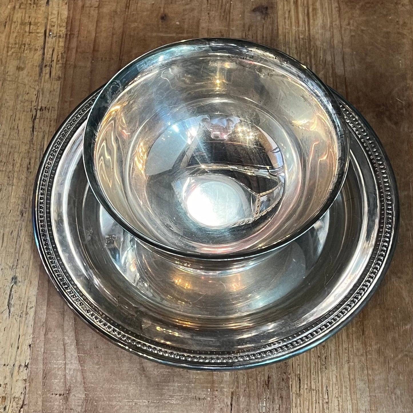 Vintage Oneida Silverplated Bowl with Attached Plate