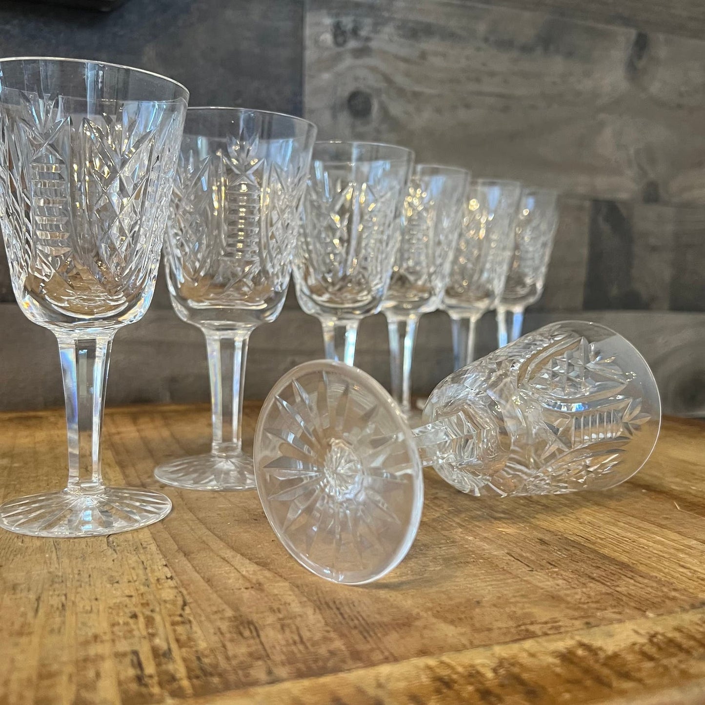 Waterford Crystal Clare Cut White Wine Glasses - Set of 7