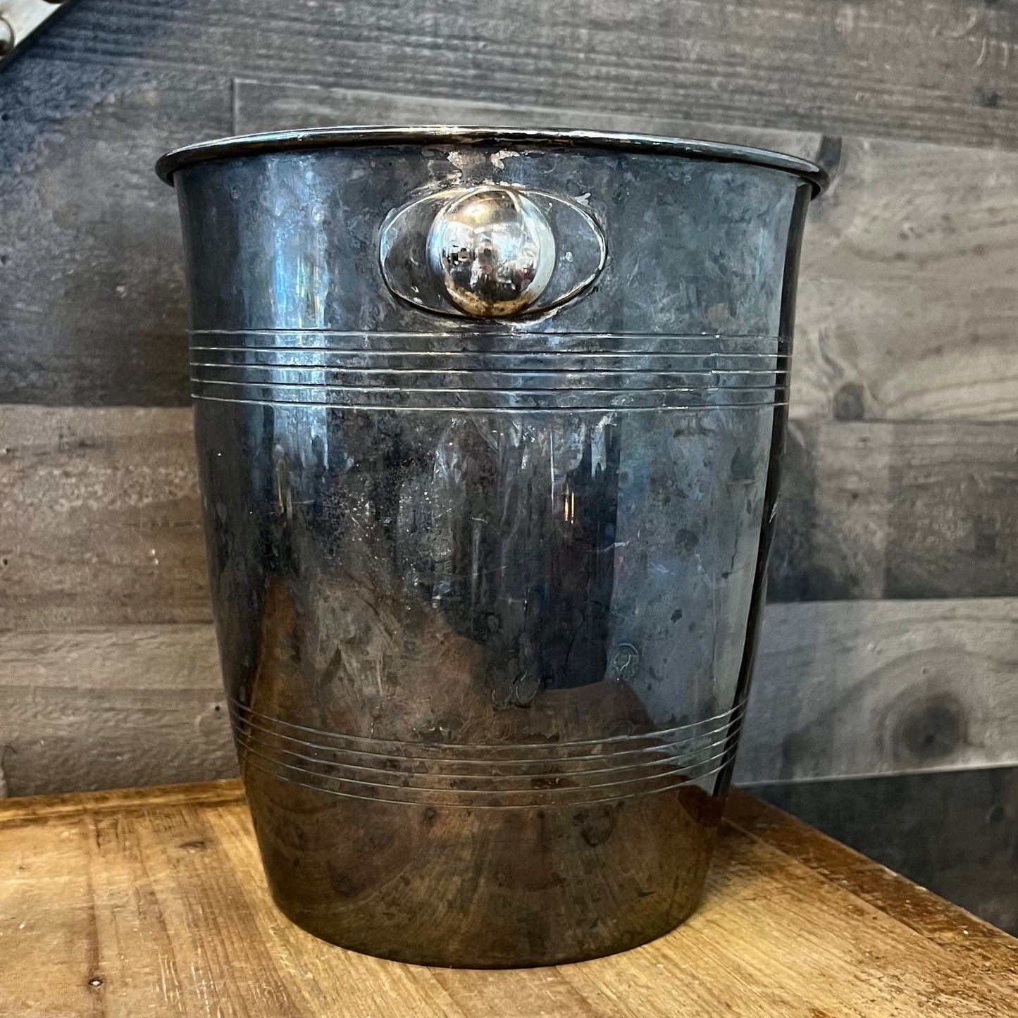 Vintage Silverplated Etched Palm Tree Champagne Bucket - Ice Bucket
