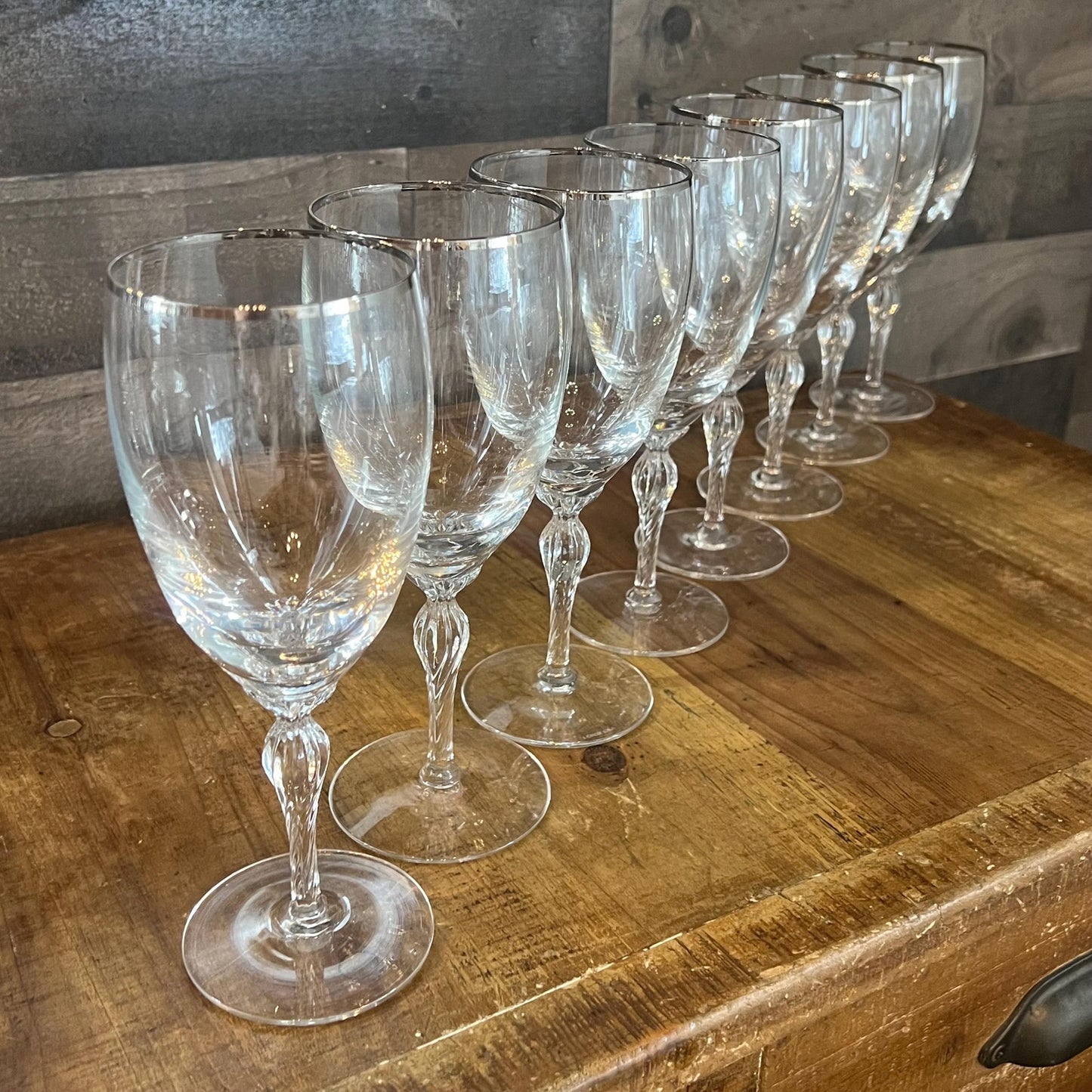 Vintage Lenox Crystal Madison Platinum Rim Iced Tea Glasses - Set of 10