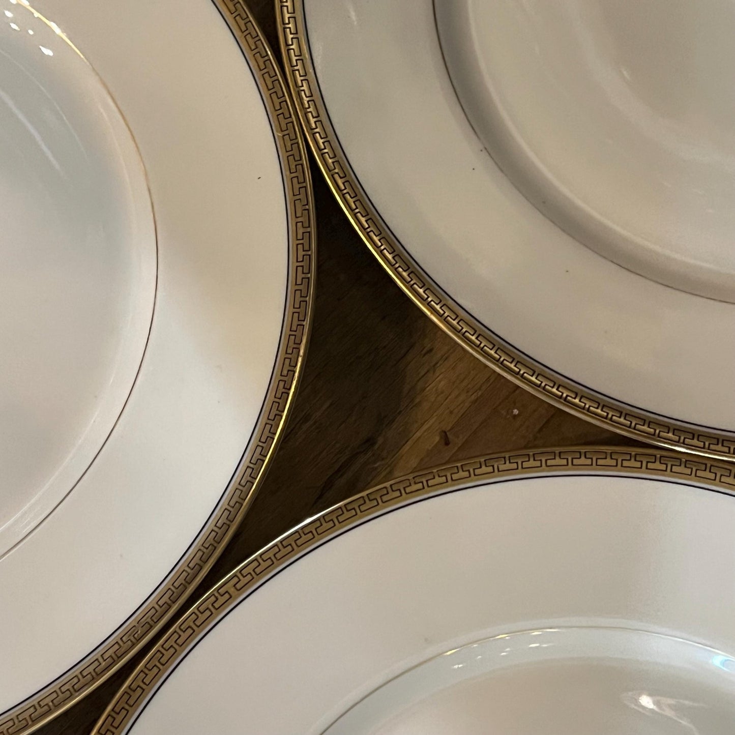 Bohemia Royal Ivory Greek Gold Key Rim Dinner Plates - Set of 4