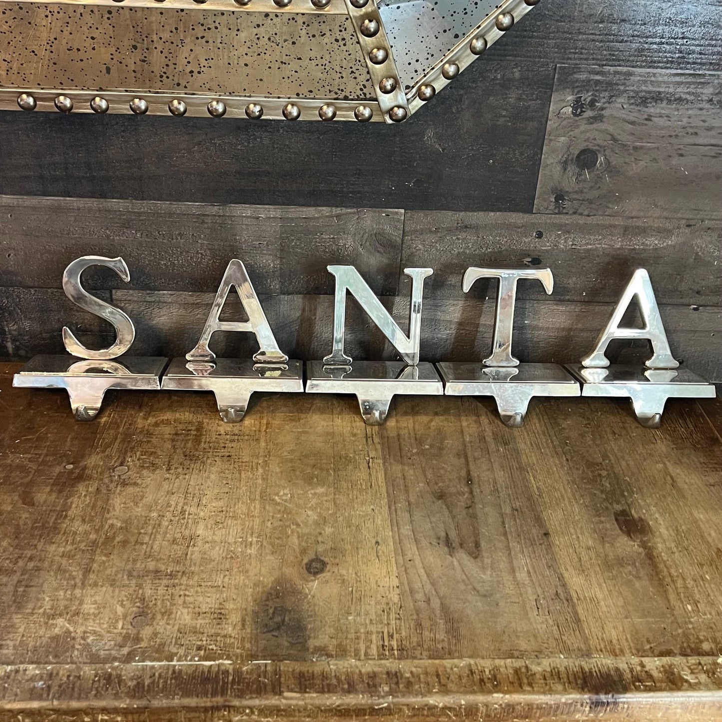 Vintage Silver Tone SANTA Stocking Holders - Set of 5 Letters