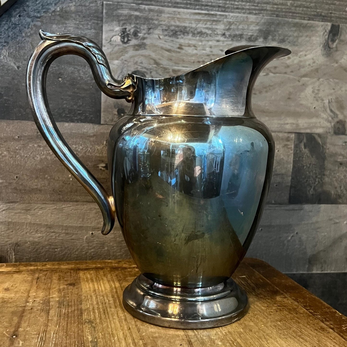 Vintage WM A Rogers Silverplated Handled Pitcher with Ice Catch