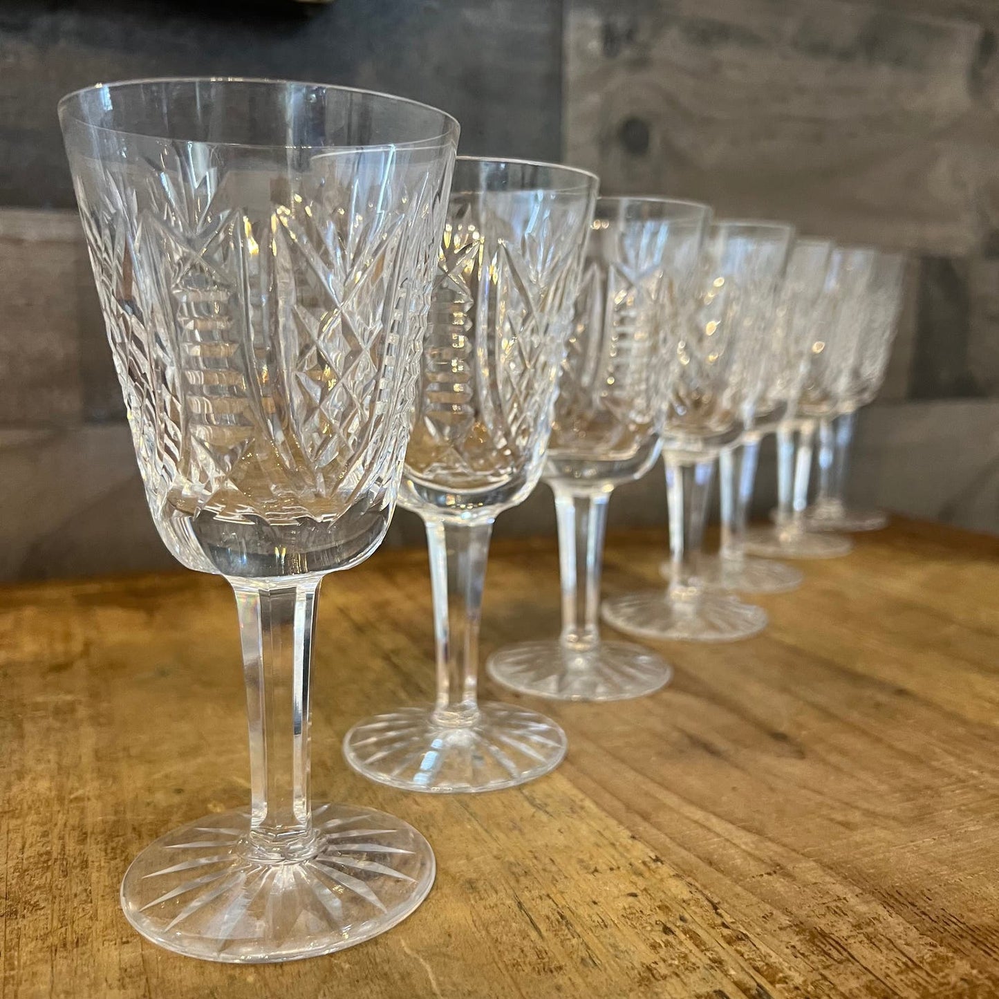 Waterford Crystal Clare Cut White Wine Glasses - Set of 7