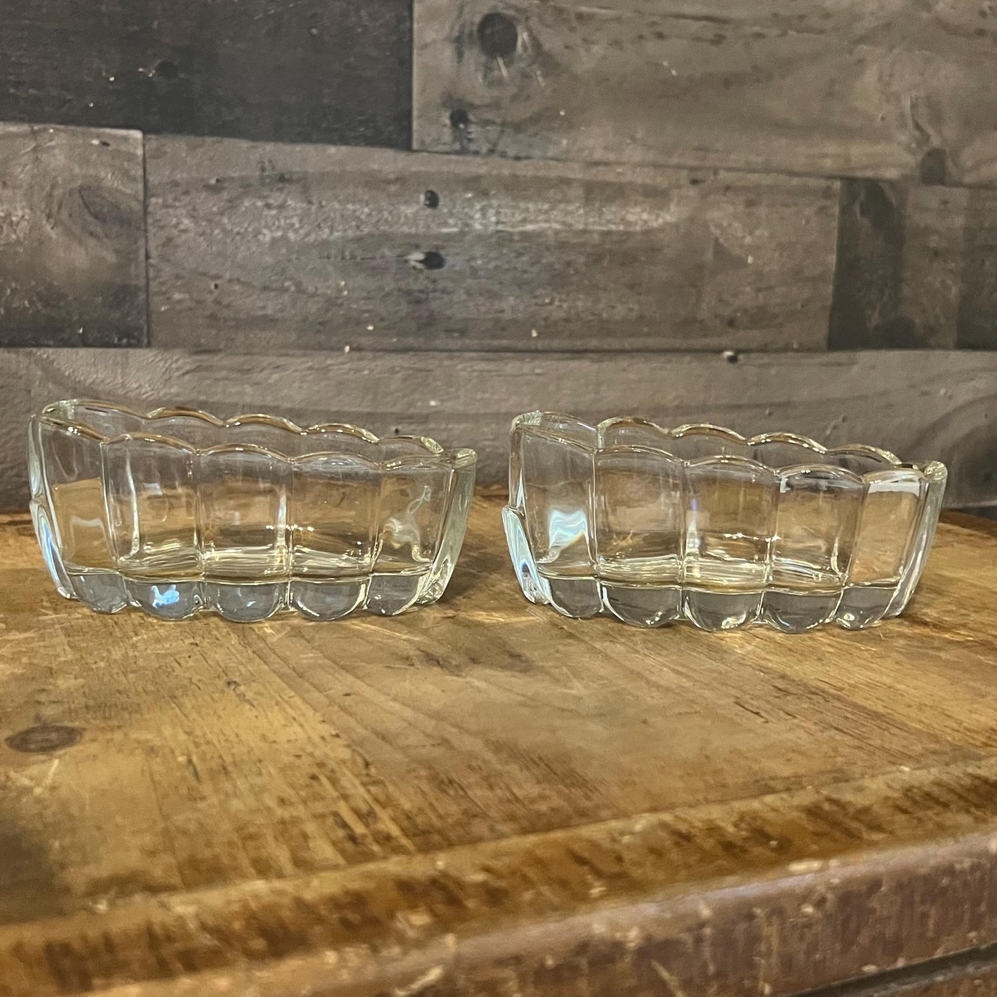 Princess House Crystal Pair of Scallop Rim Spoon Holder - Utensil Rest