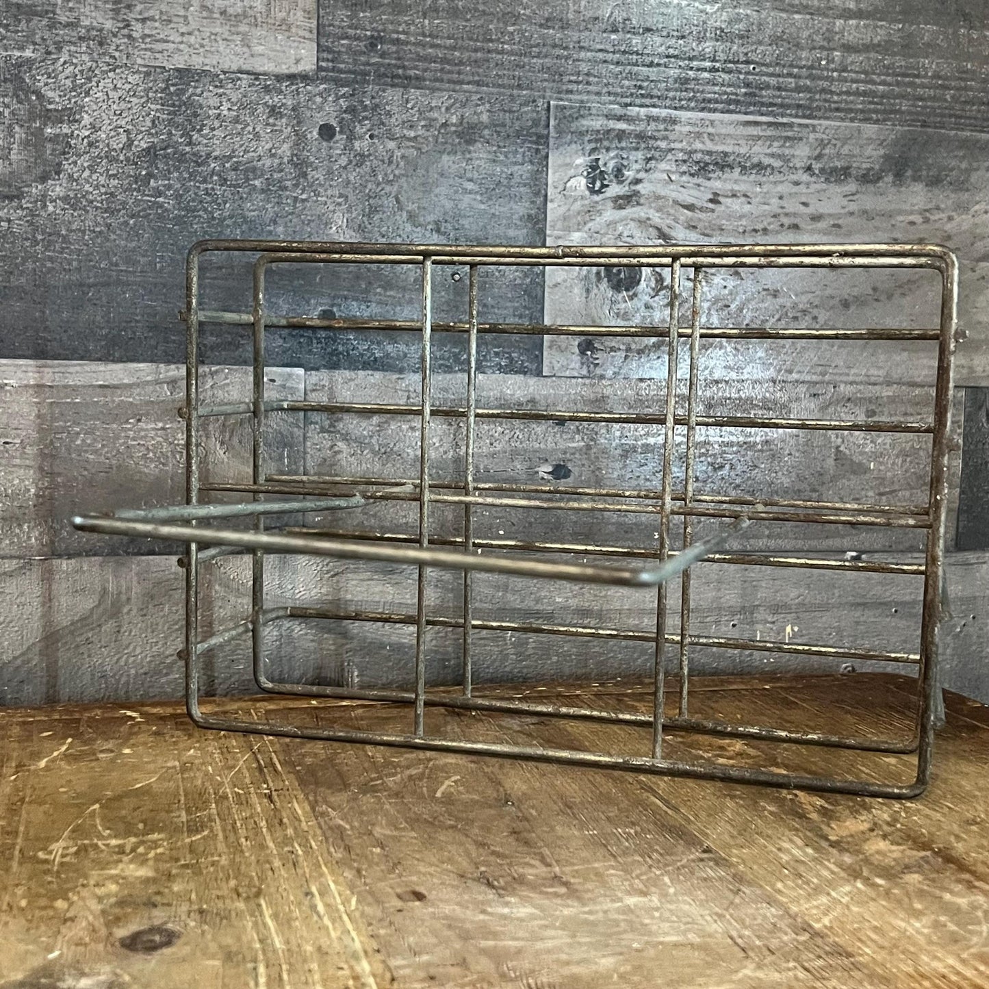 Vintage Metal Bottle Carrier - Milk Carrier - Metal Handled Crate