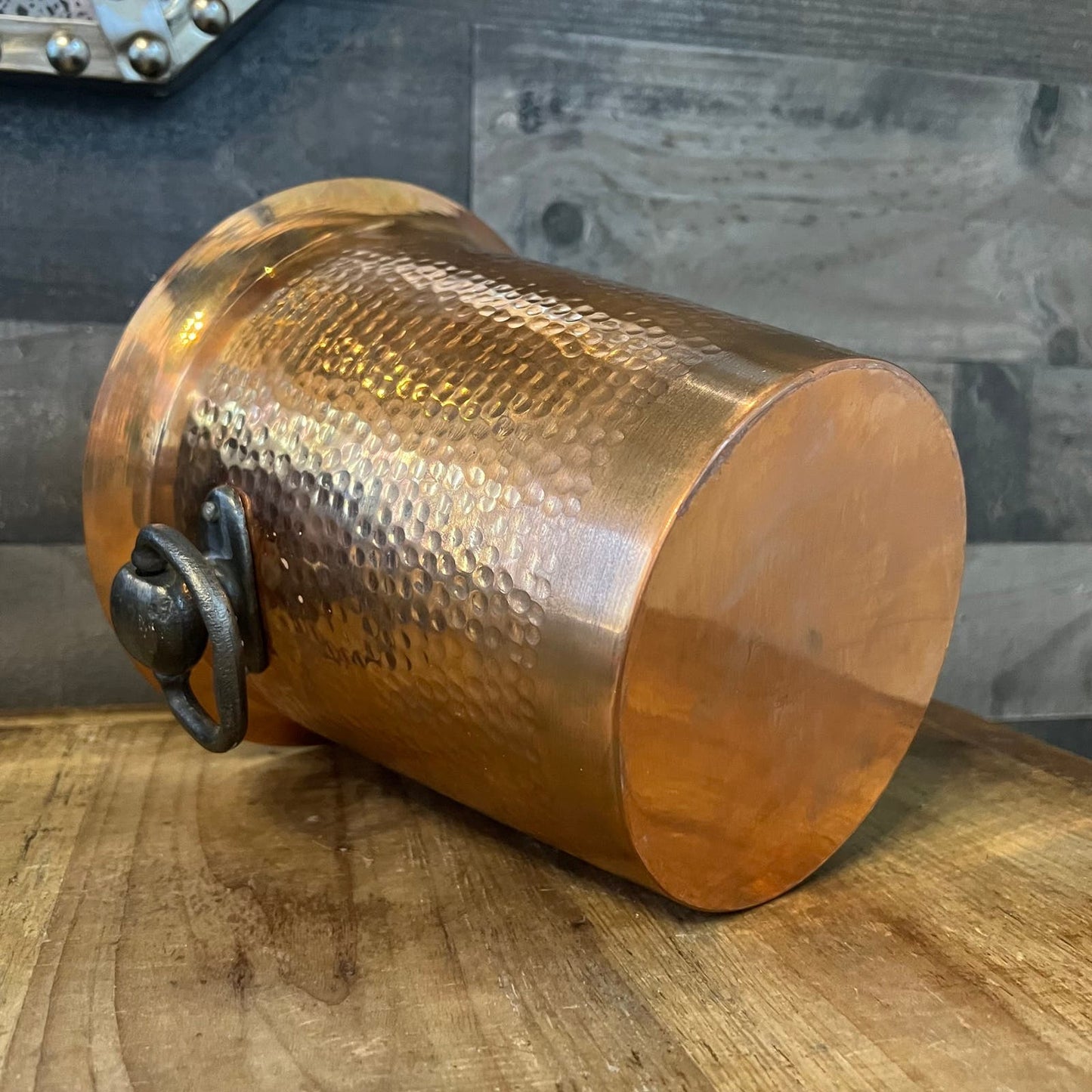 Vintage Hammered Copper Handled Ice Bucket - Champagne Chiller