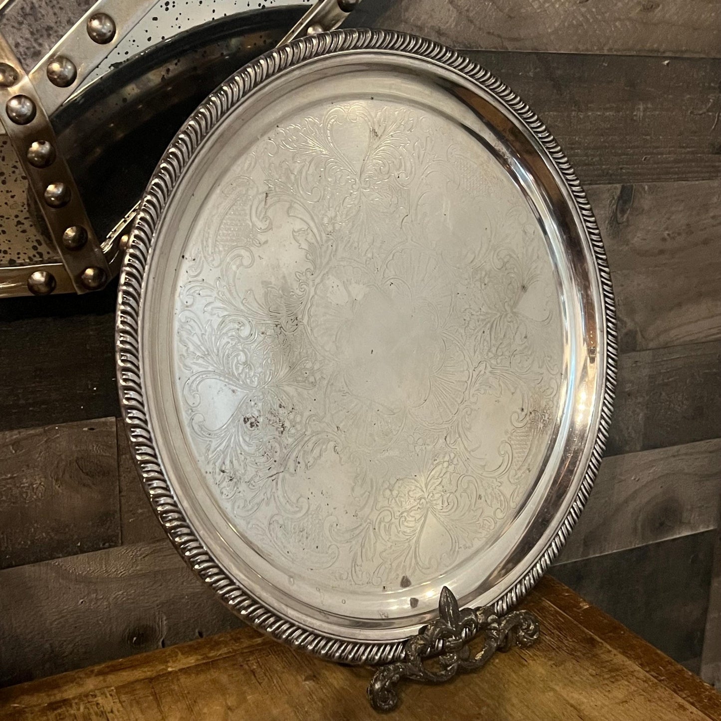 Vintage Silverplated Round Tray