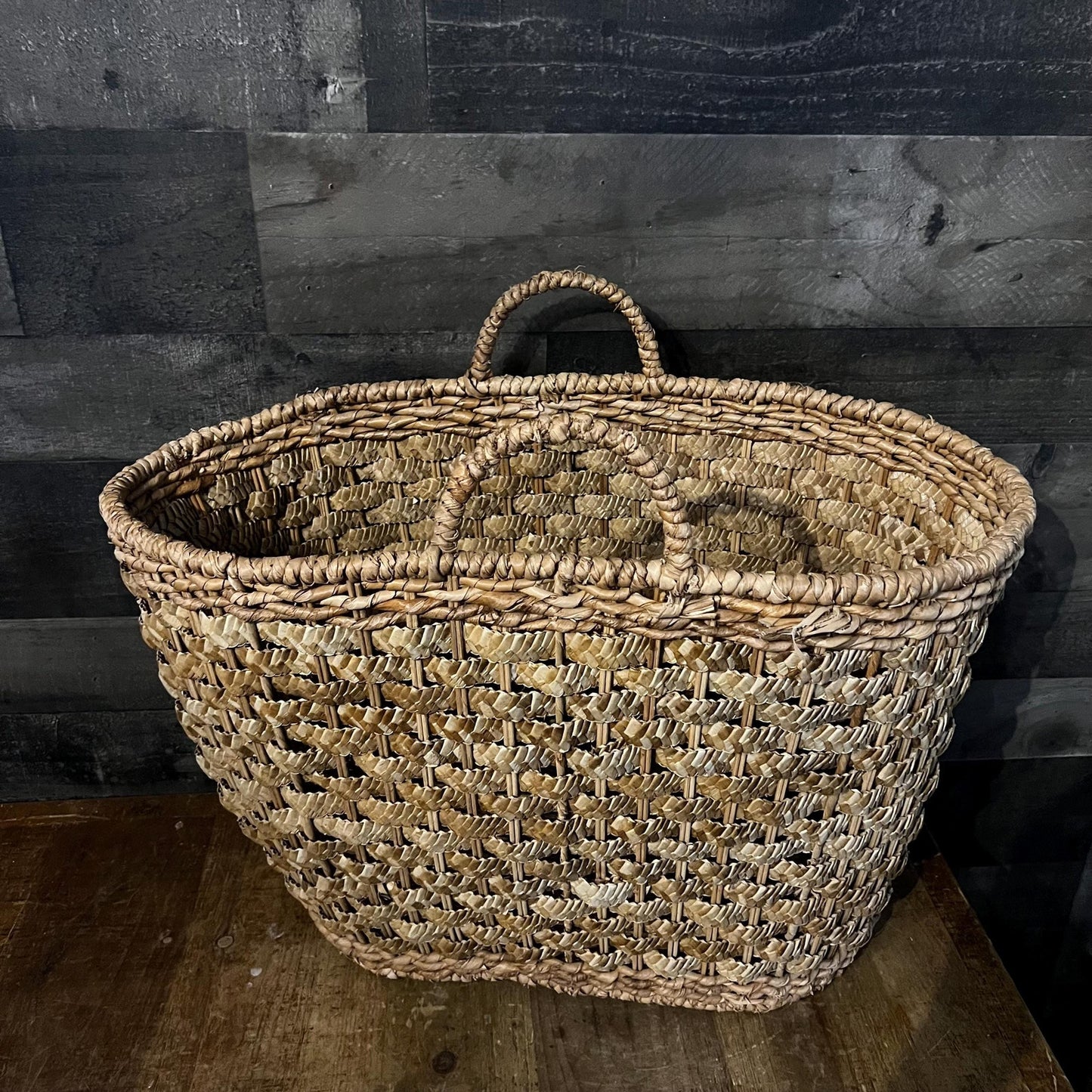 Vintage Large Woven Handled Basket