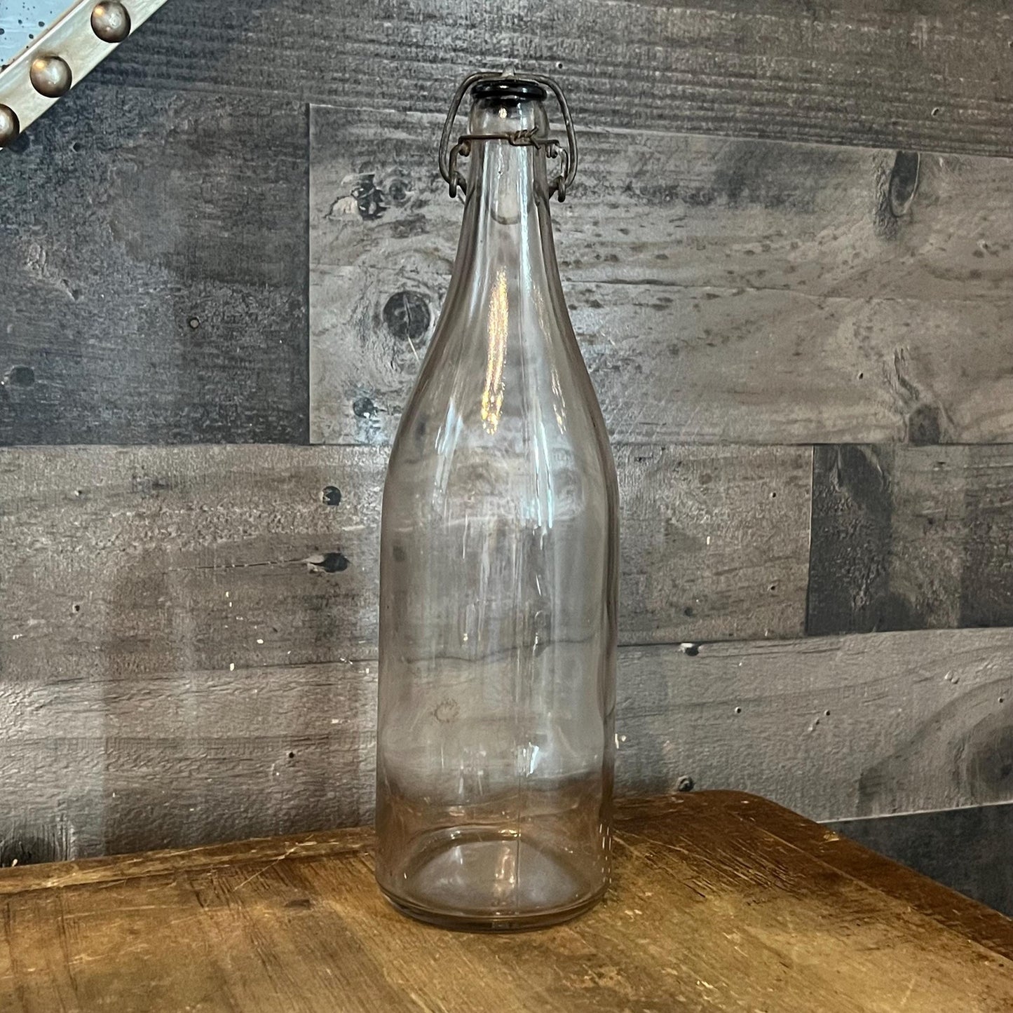 Vintage Clear Glass Wire Bail Stopper Bottle