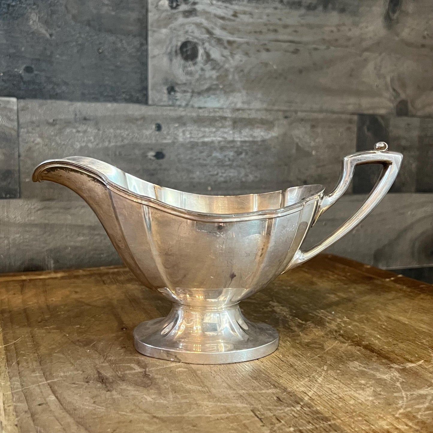 Vintage Silverplated Pedestal Gravy Boat - Sauce Server