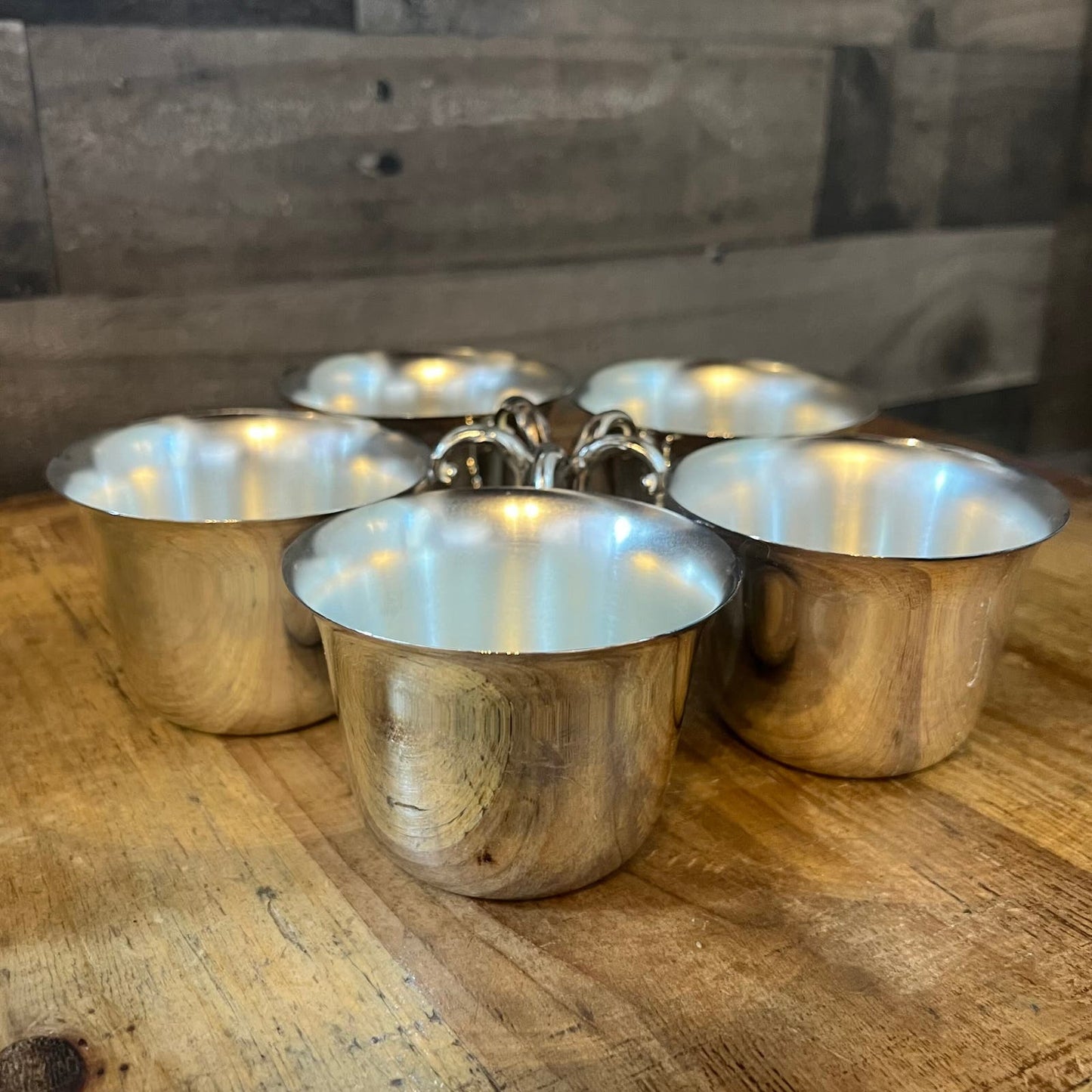 Vintage Set of 5 Silverplated Handled Punch Cups