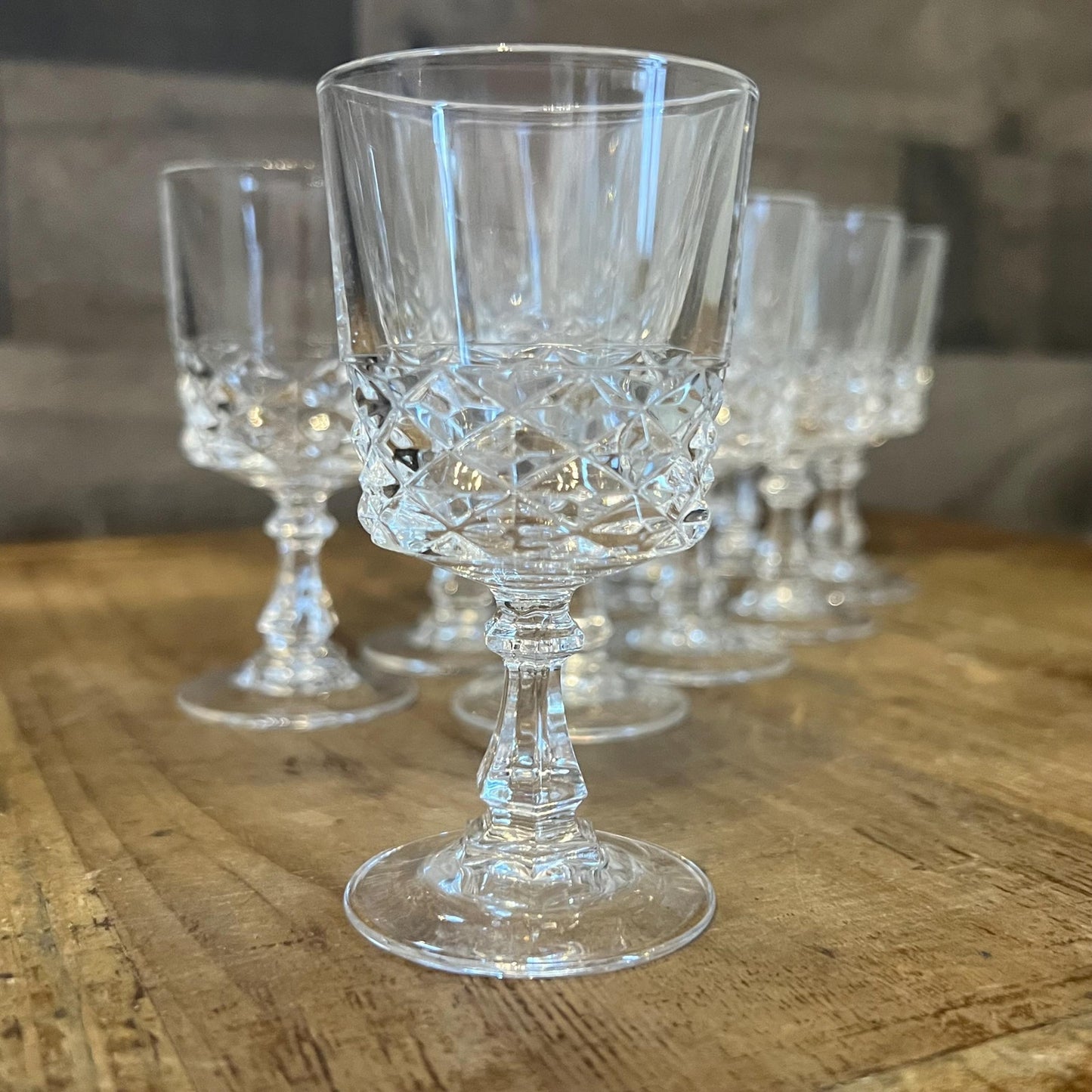 Cristal D’Arques-Durand Diamond Pattern Cordial Glasses - Set of 10