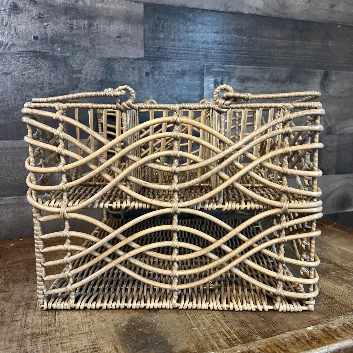 Woven Rattan Picnic Caddy