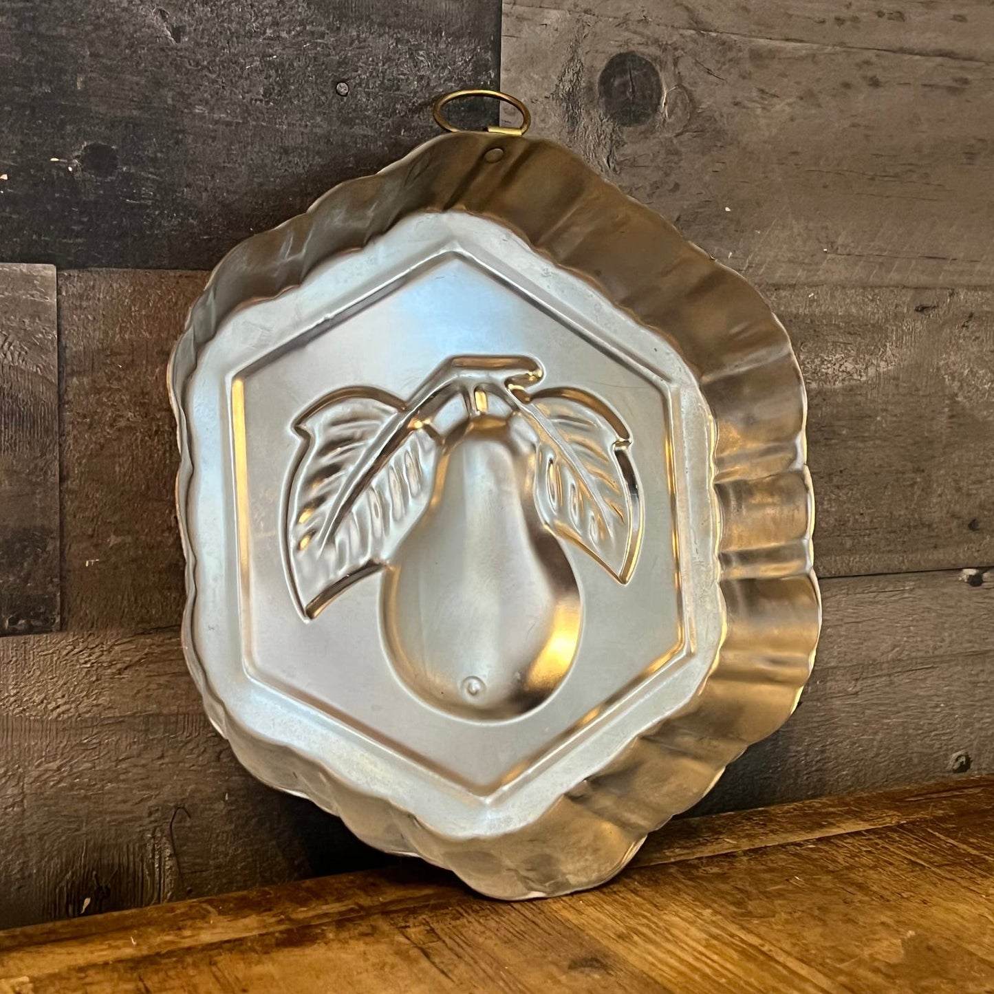 Vintage Copper Pear Motif Hexagon Mold