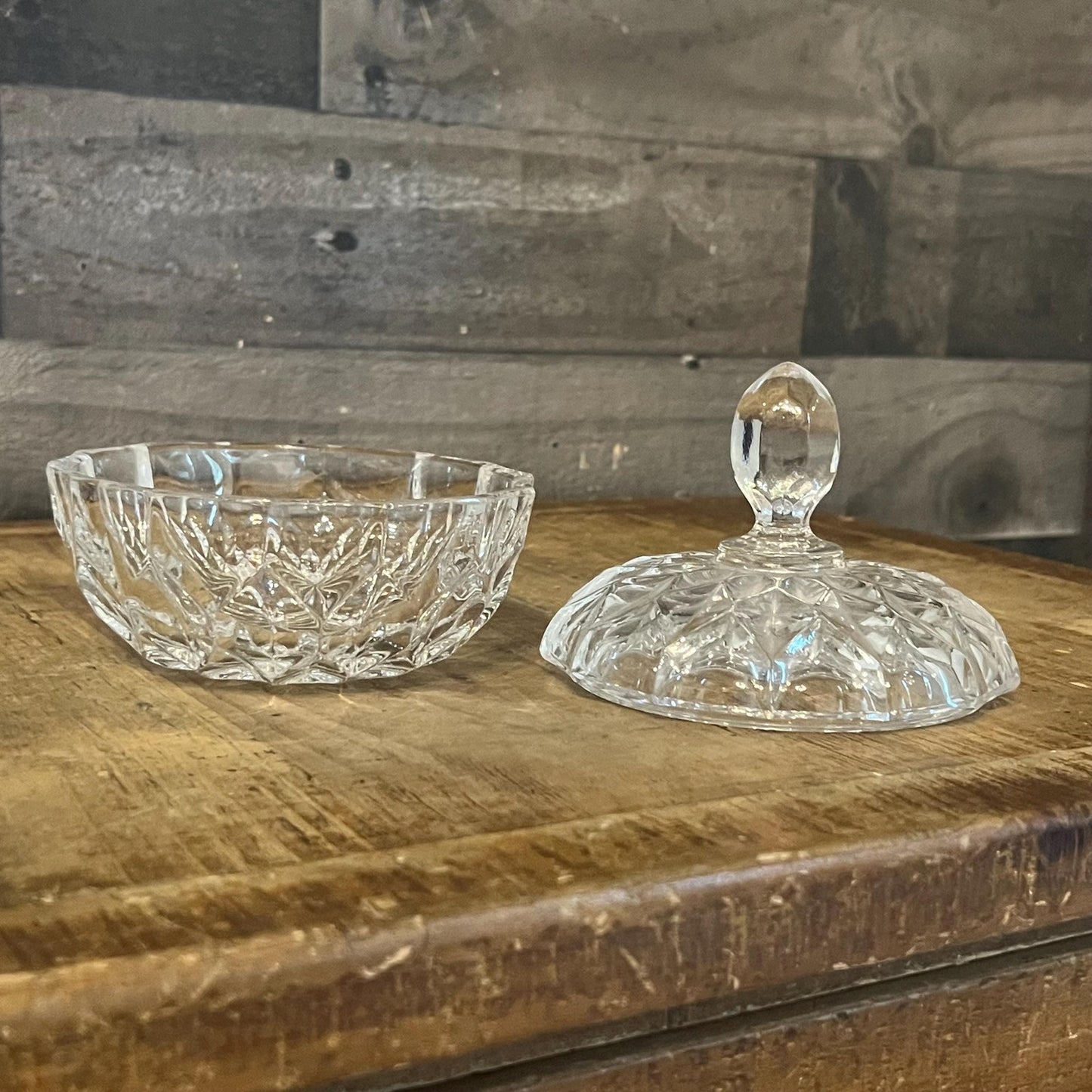 Vintage Crystal Lidded Trinket Dish