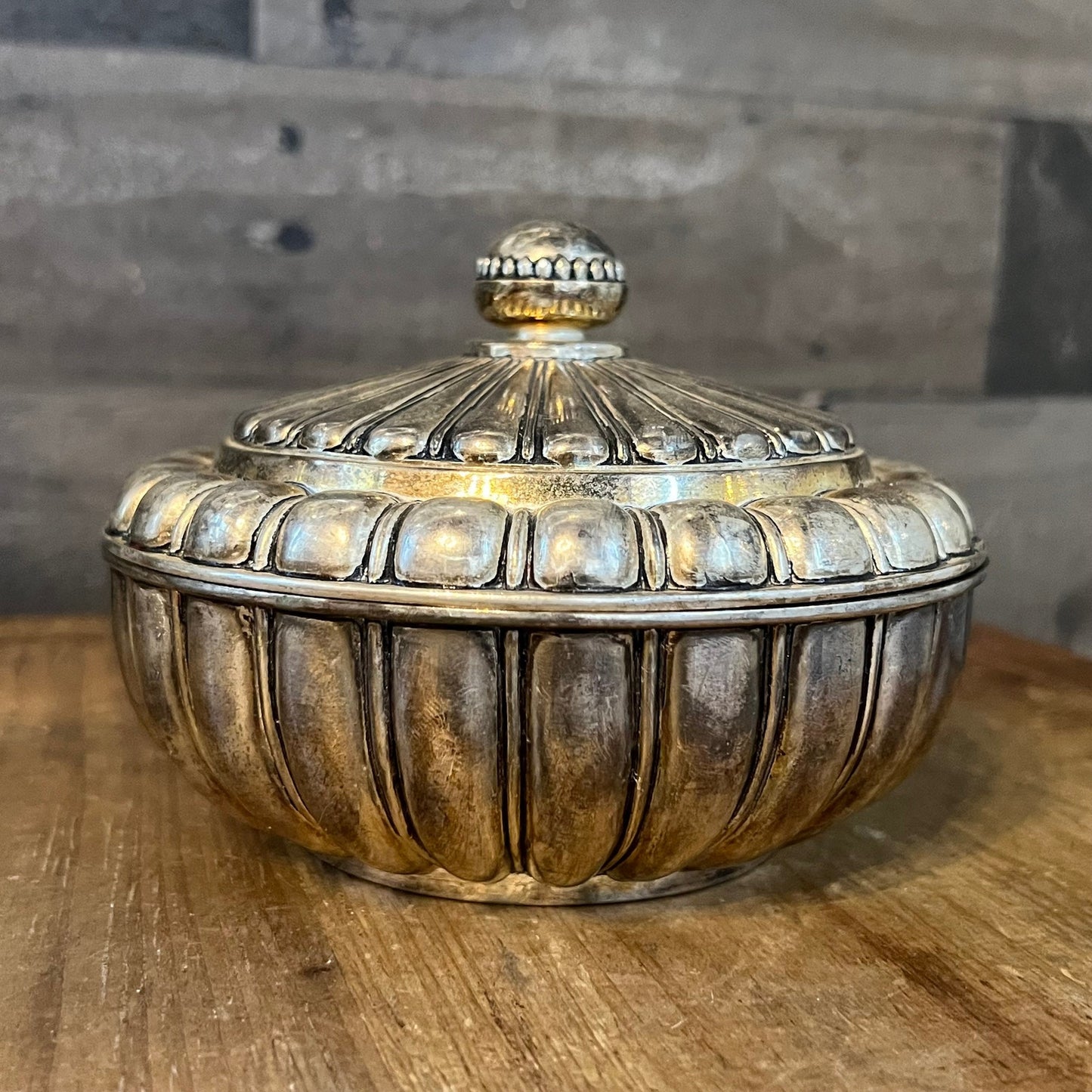 Vintage Silverplated Lidded Trinket Dish / Trinket Box