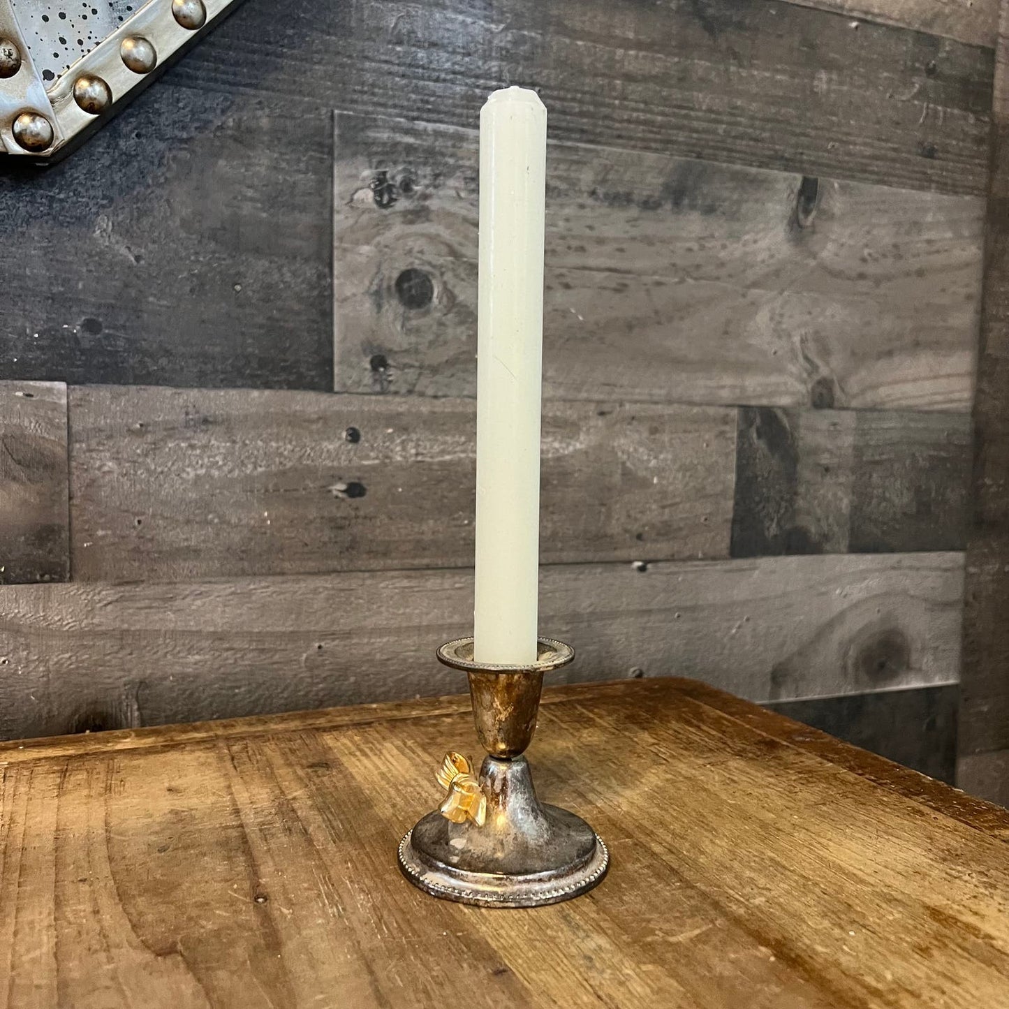 Vintage Silverplated Bow Candlestick Holder