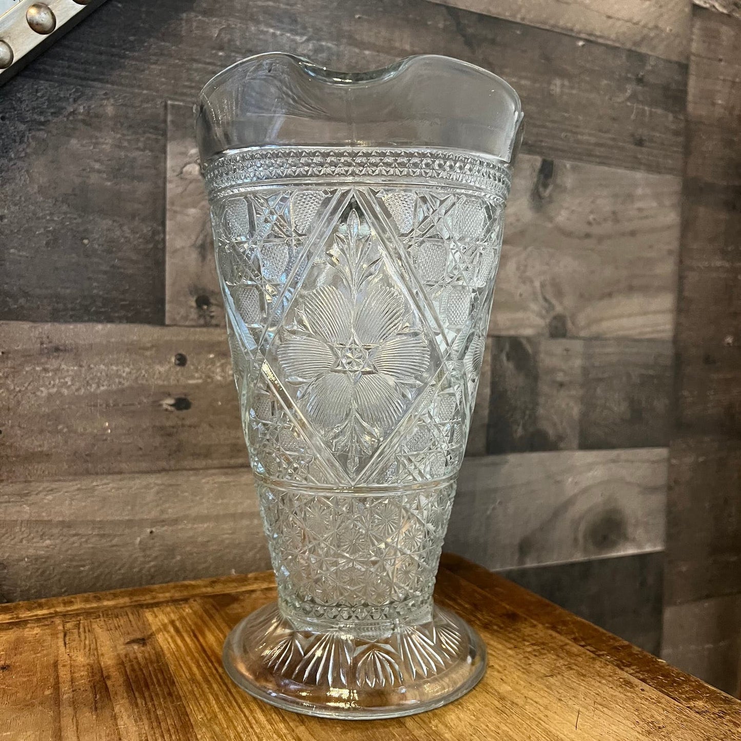 Vintage Rayed Flower EAPG Pitcher