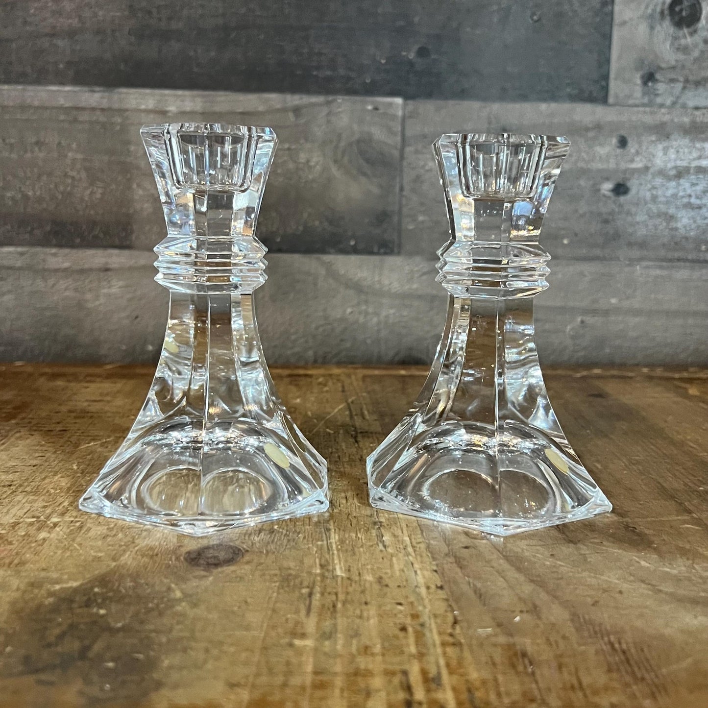 Vintage Pair of Bleikristall Crystal Candlestick Holders