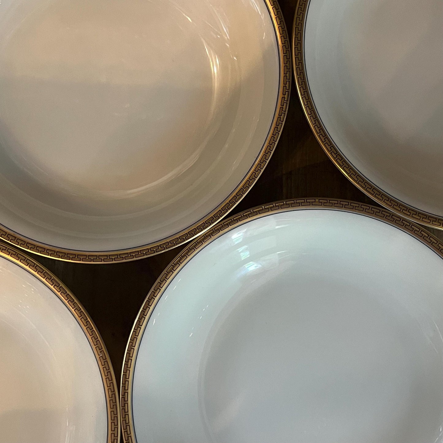 Bohemia Royal Ivory Greek Gold Key Rim Soup Coupe Bowls - Set of 4