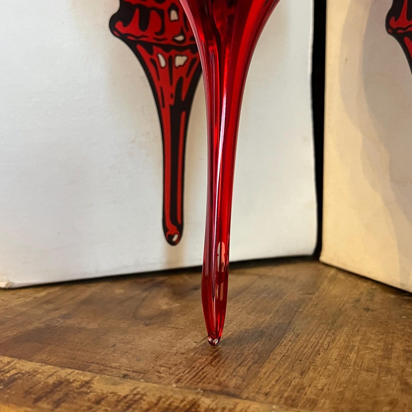 Vintage Red Optic Mercury Glass Tear Drop Finial Ornament - Department 56 Christmas Ornament