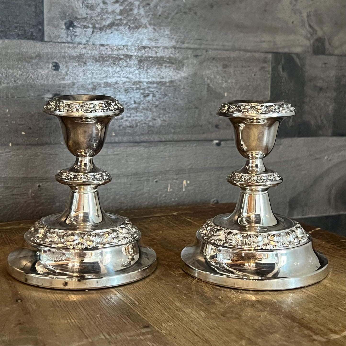 Vintage Silverplated Ianthe Georgian Style Candlestick Holders - Pair