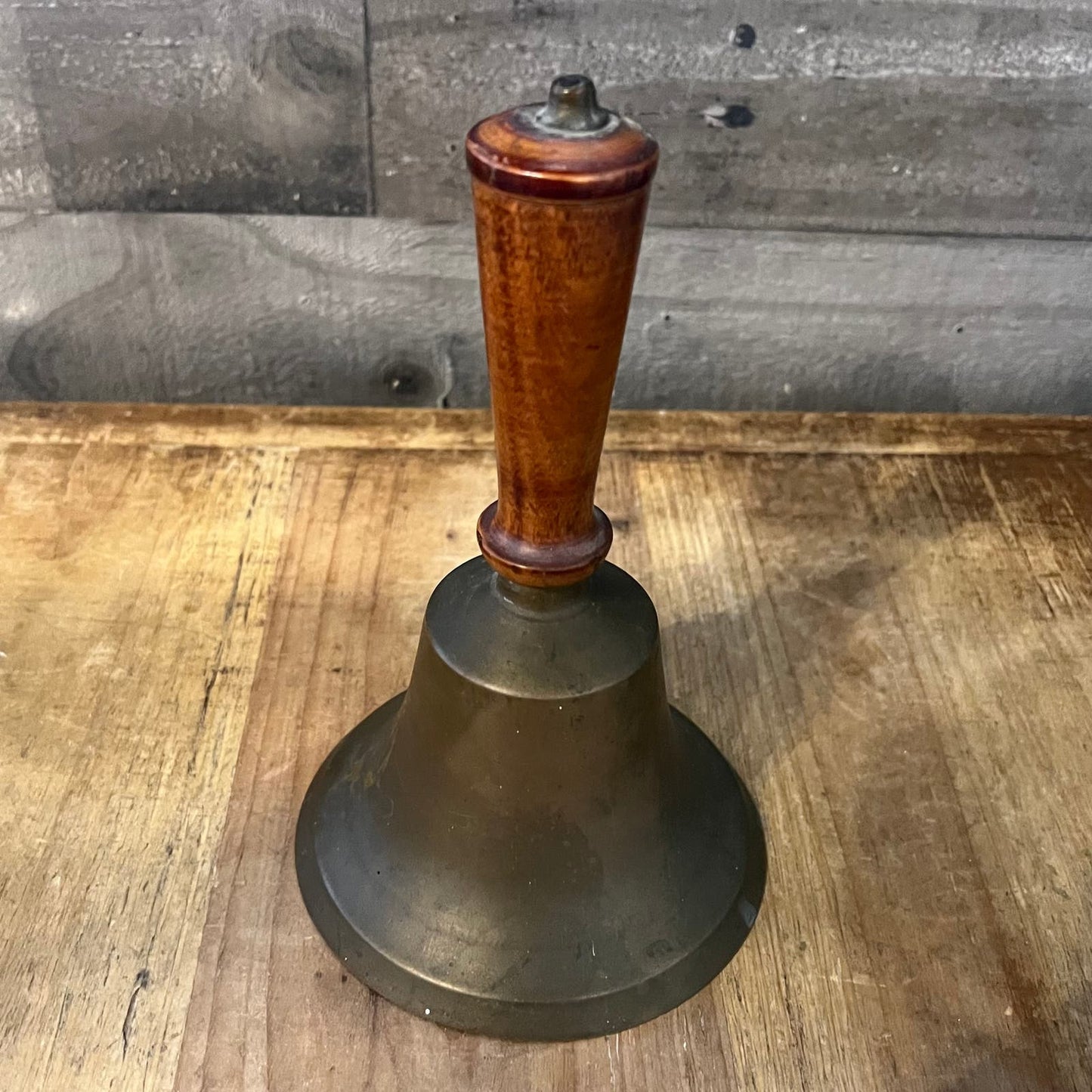 Vintage Brass Wooden Handle School Bell - Hand Bell