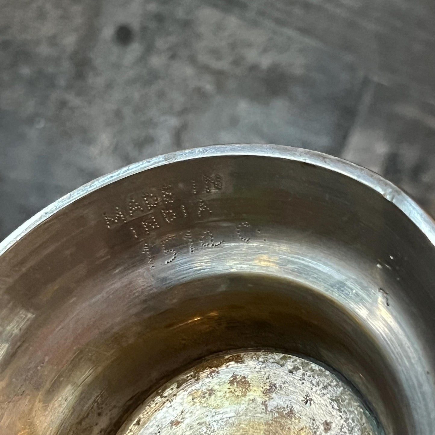 Tall Vintage Etched Brass Vase