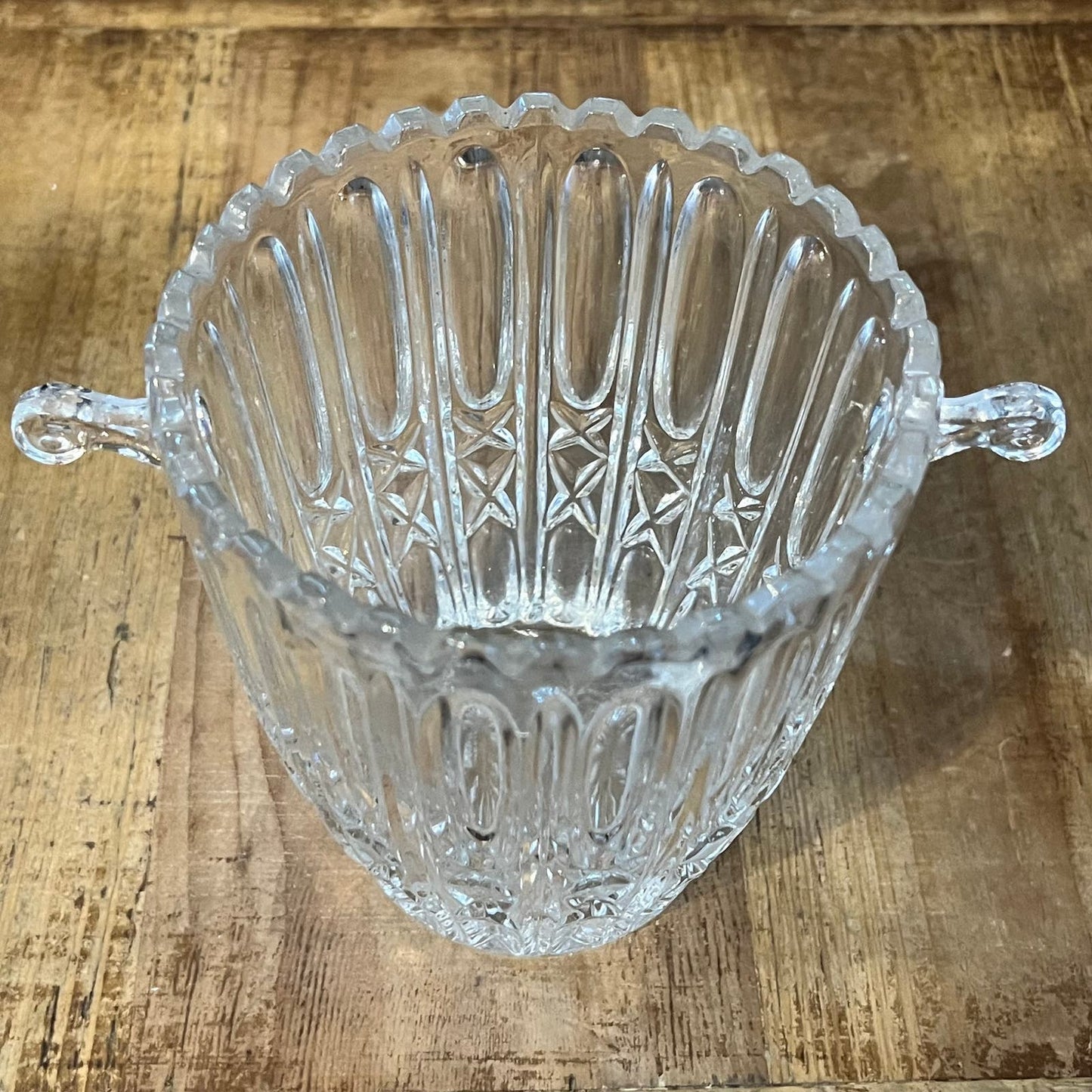 Vintage Crystal Ice Bucket / Champagne Bucket With Handles - Crystal Vase - Crystal Bowl