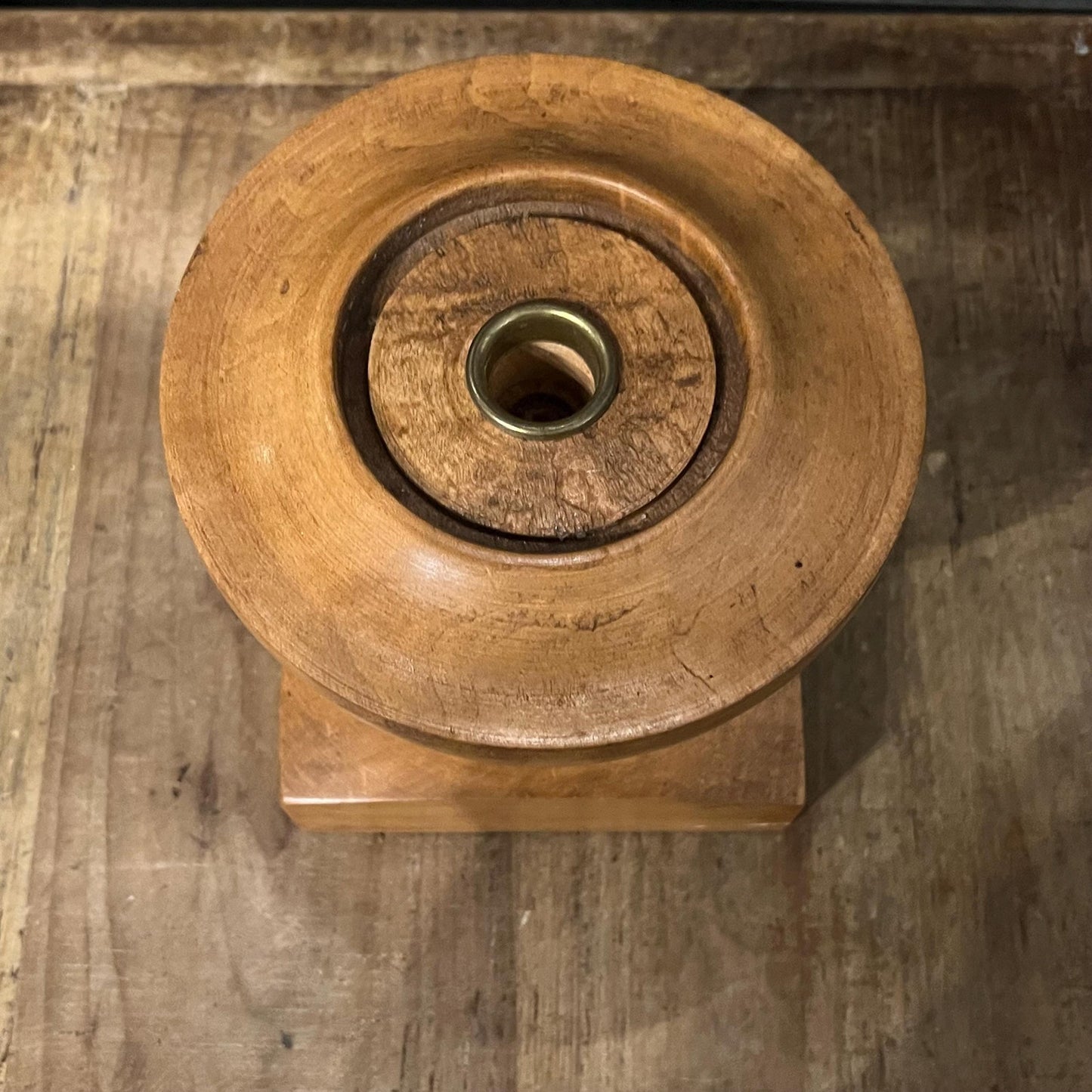 Vintage Wooden Pedestal Candlestick Holder