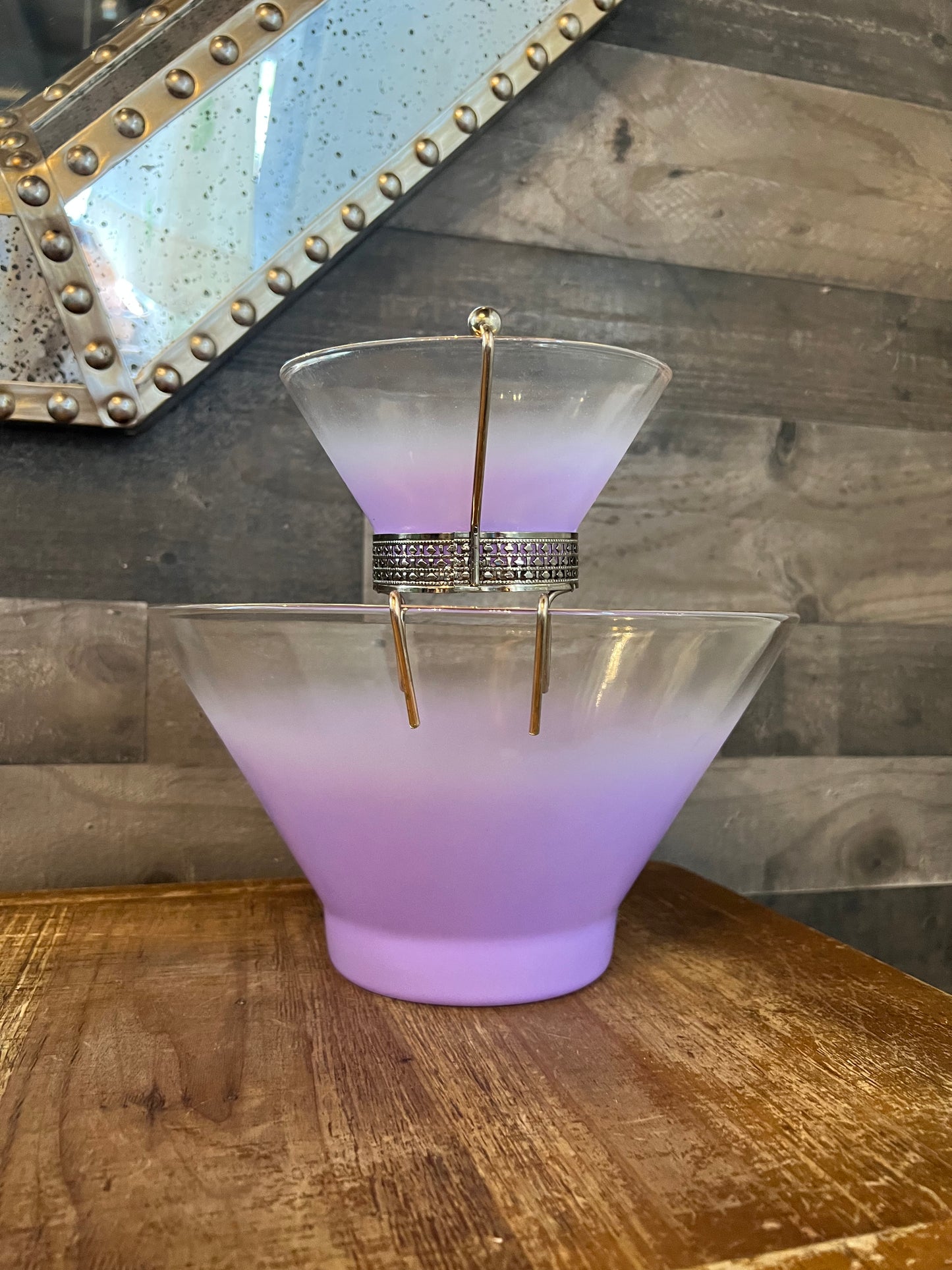 Vintage Blendo glass purple chip and dip bowl