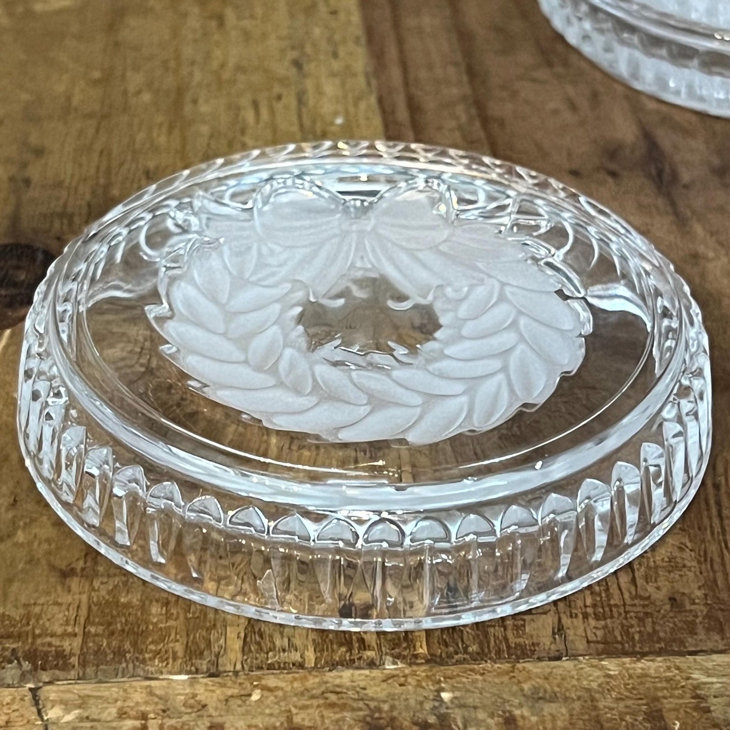 Vintage St. George Crystal Christmas Wreath Coasters - Set of 4