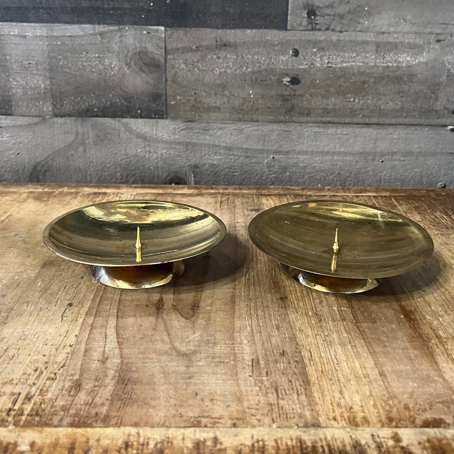 Pair of RIH Solid Brass Pillar Candle Holders