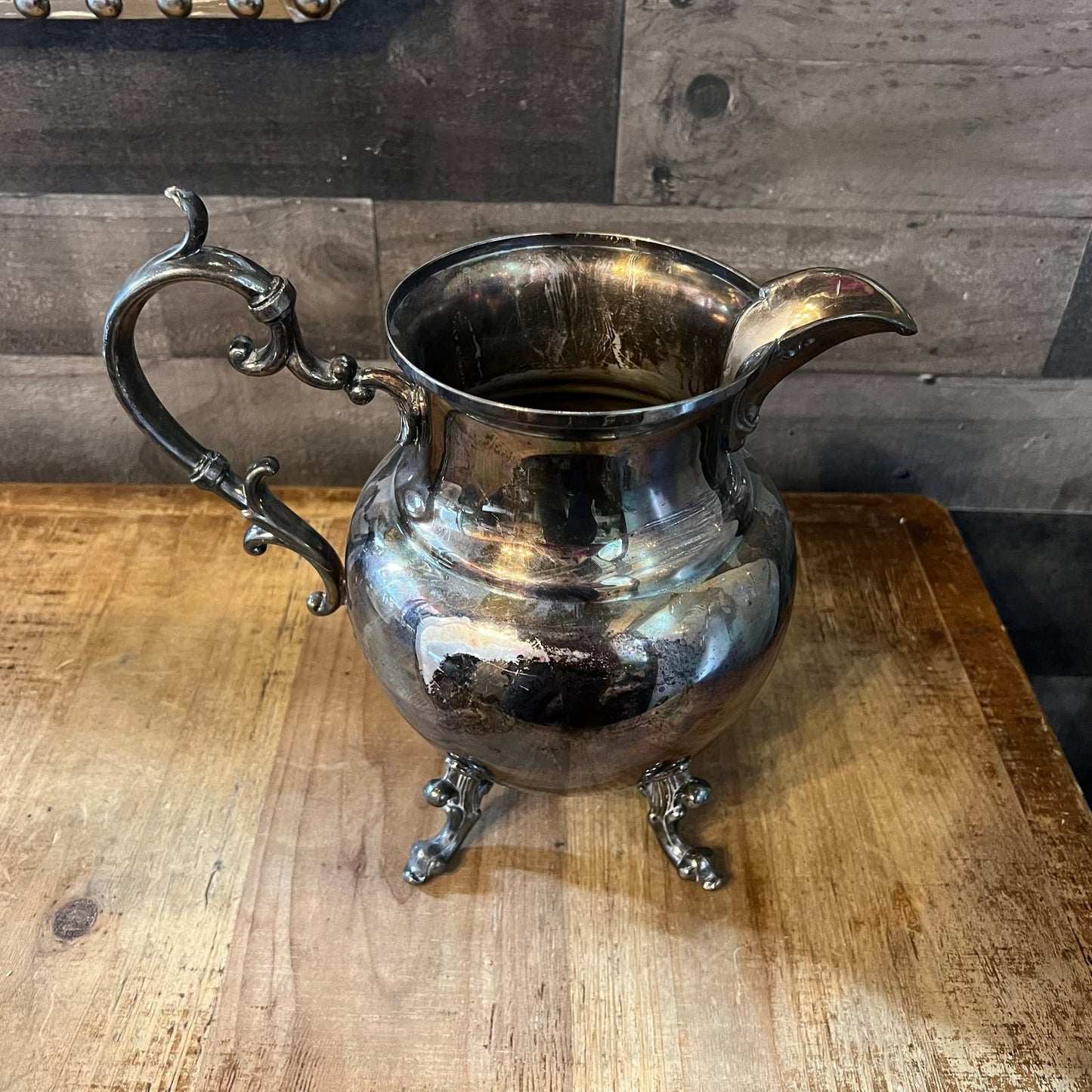 Vintage Birmingham Silver Company Silver on Copper Footed Pitcher