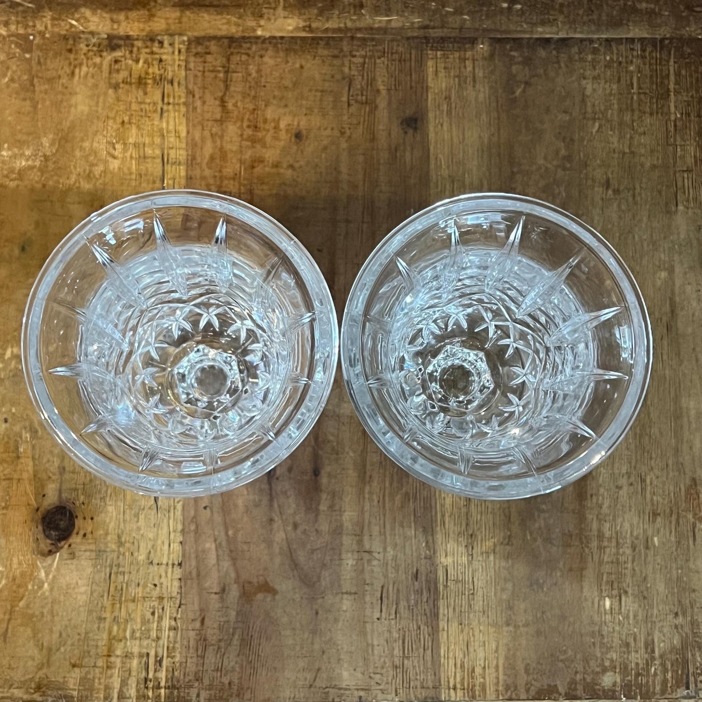 Vintage Pair of Crystal Hurricane Candlestick Holders