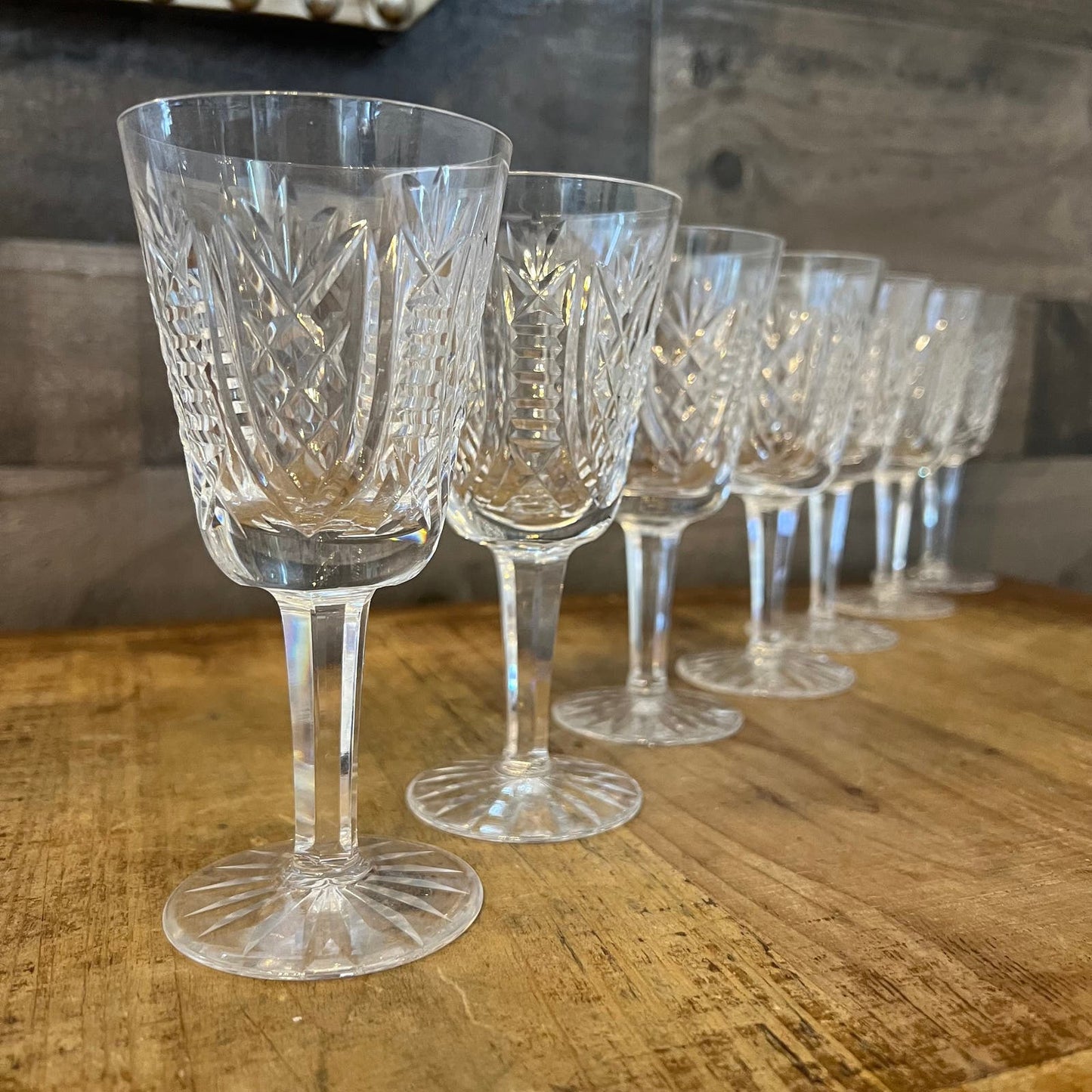 Waterford Crystal Clare Cut White Wine Glasses - Set of 7