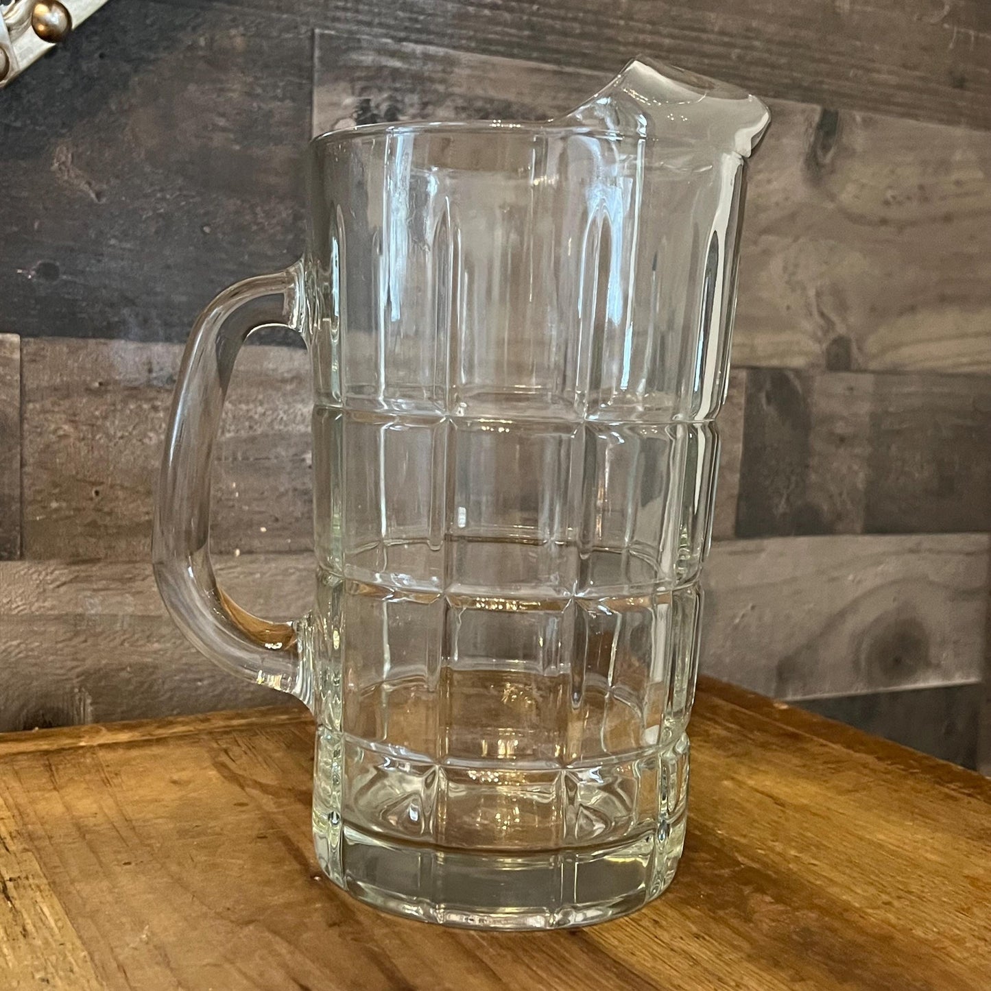 Vintage Anchor Hocking Tartan Manchester Clear Glass Pitcher