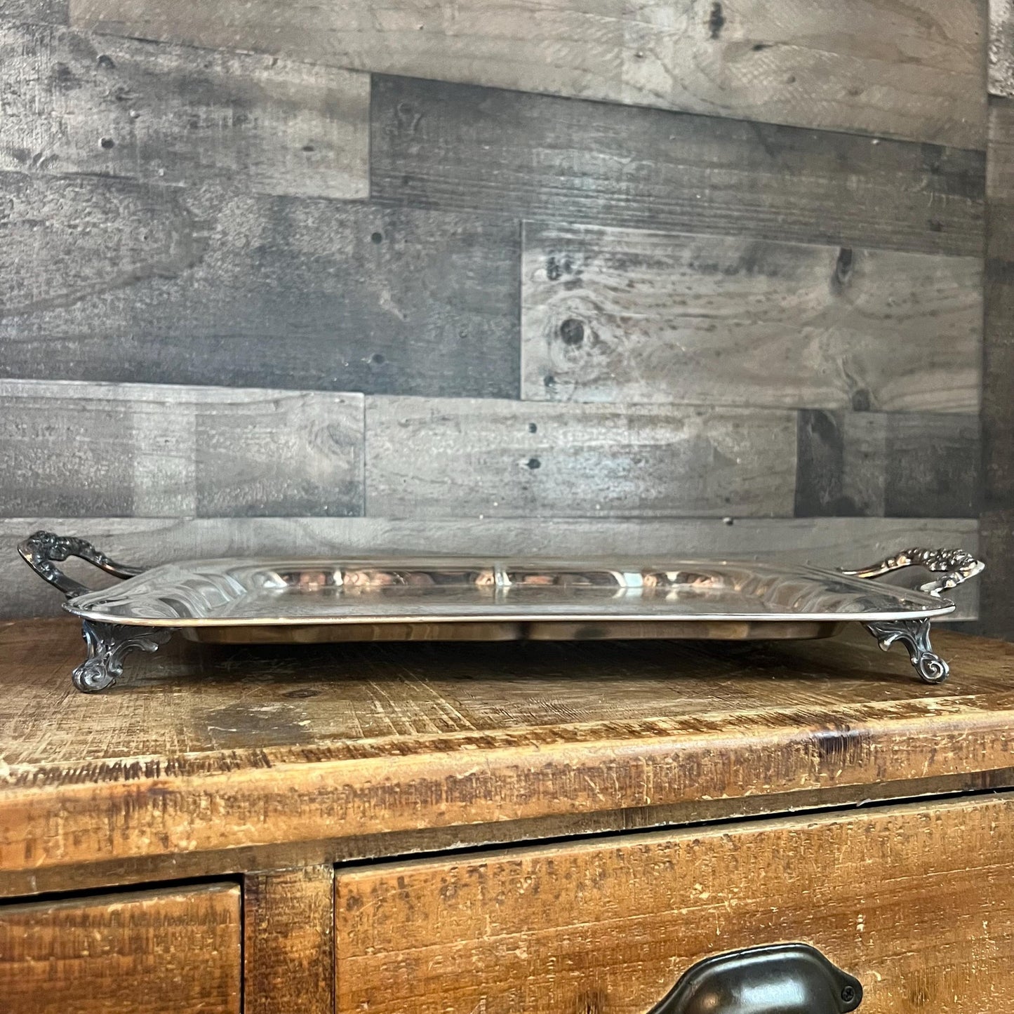 FB Rogers Silver Co Rectangular Handled Footed Tray
