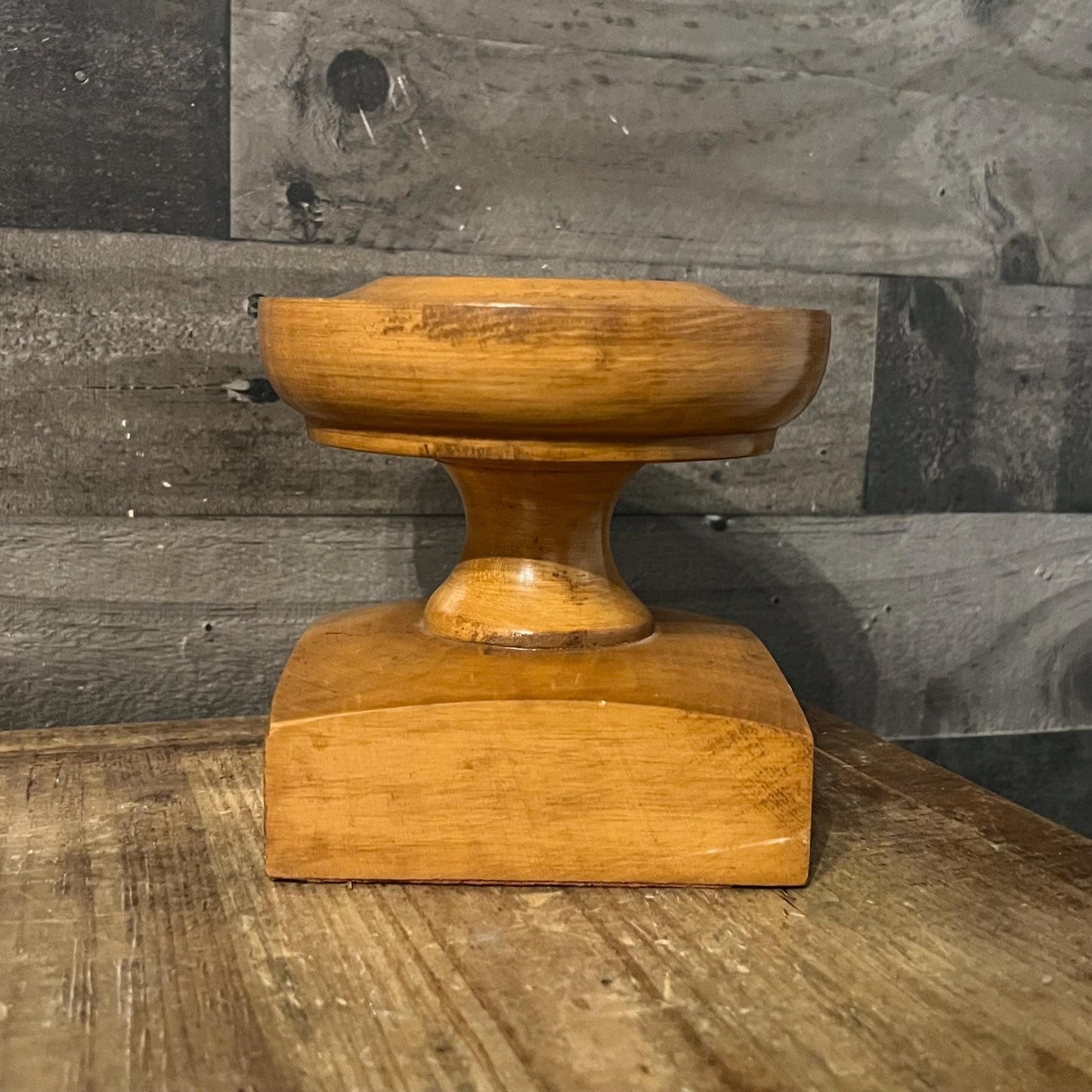 Vintage Wooden Pedestal Candlestick Holder
