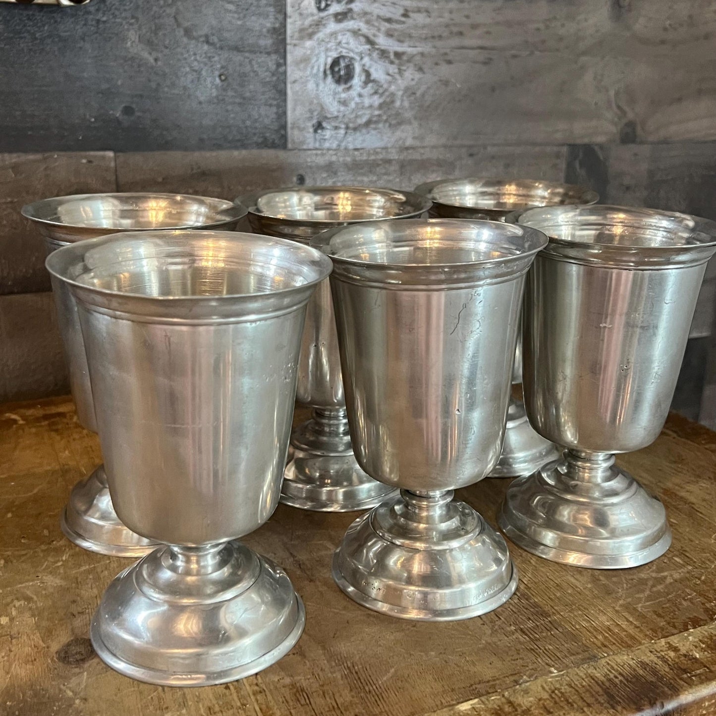 Vintage Pewter Short Stem Goblets - Set of 6
