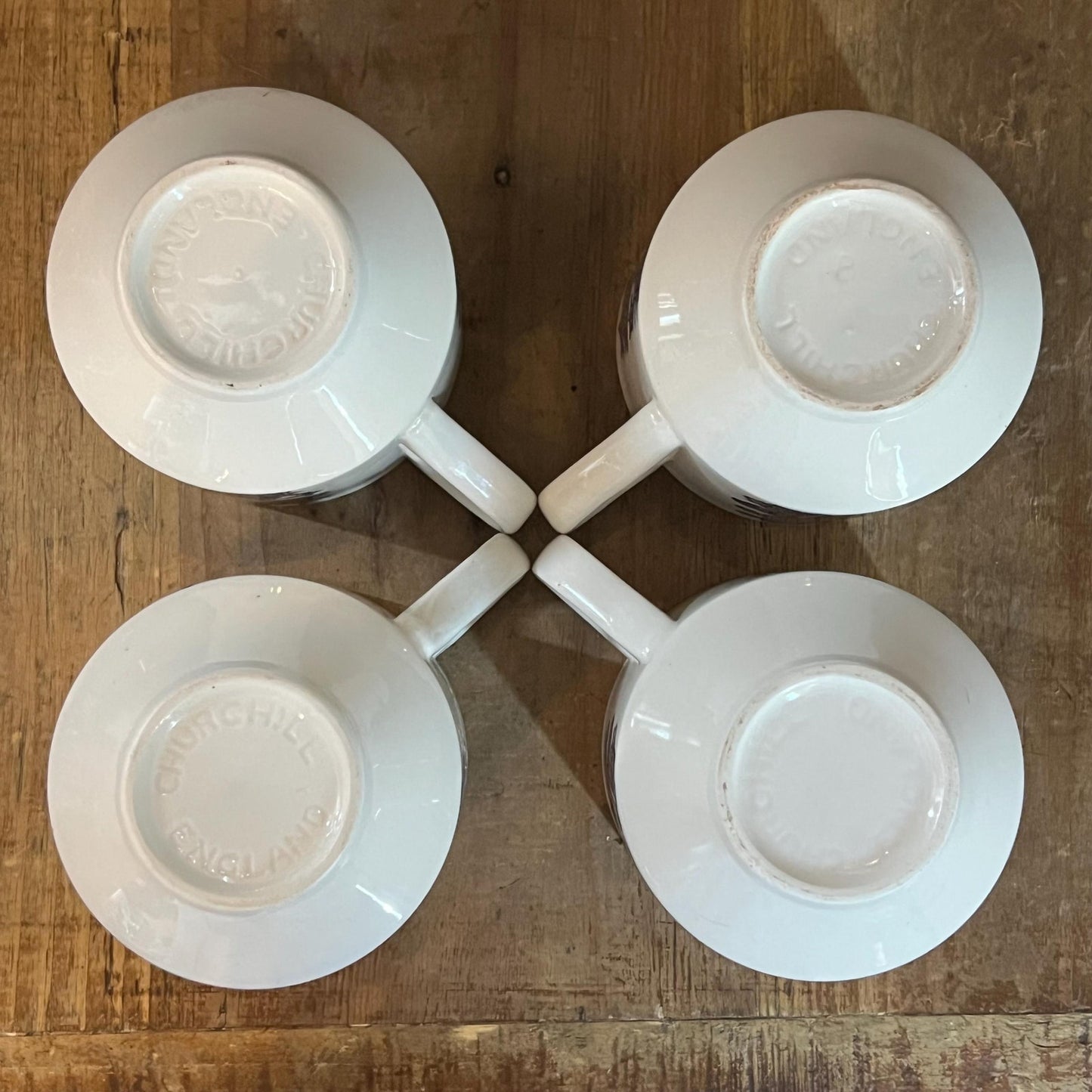 Churchill England Blue Willow Teacups and Saucers - Set of 4