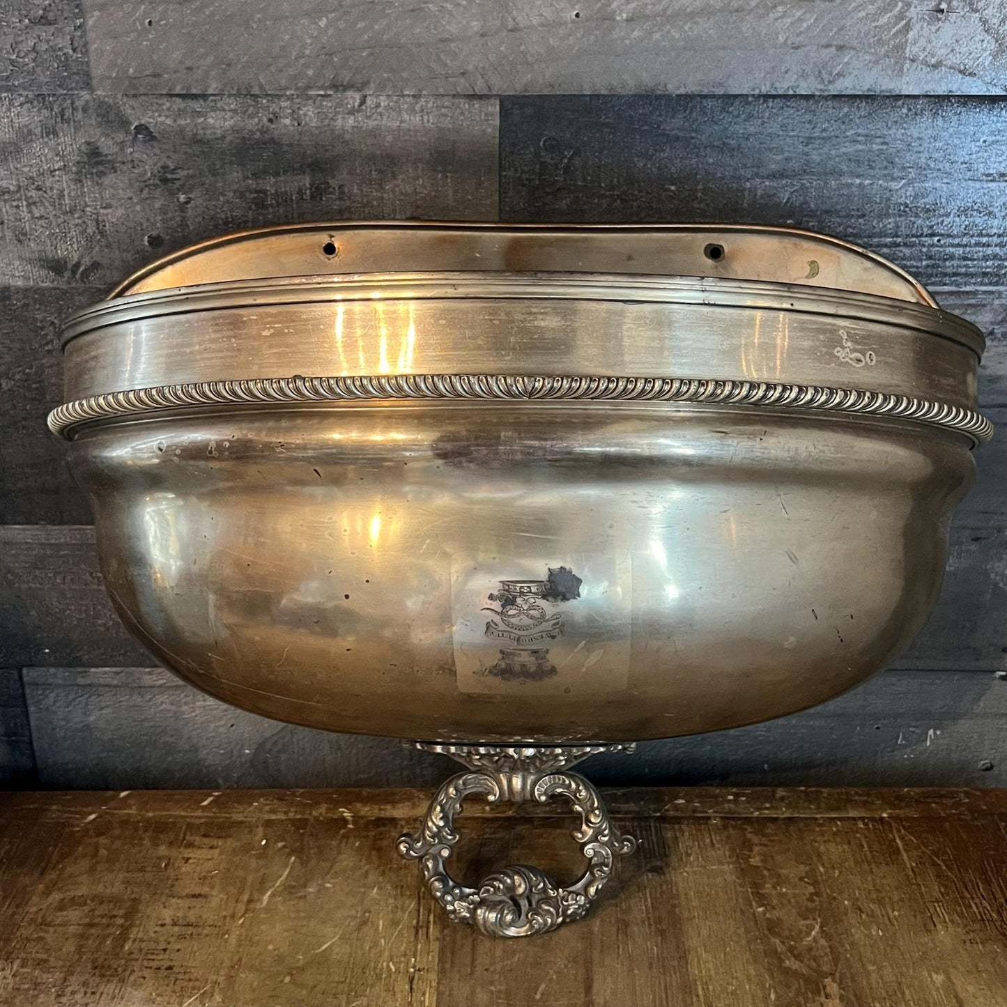 Large Vintage Metal Wall Pocket Planter