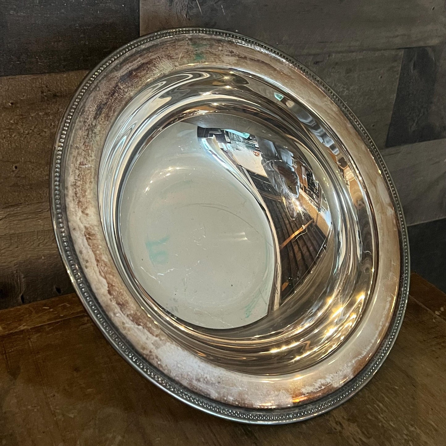 Vintage Silverplated Oneida Tri Footed Bowl with Small Nailhead Rim Accent