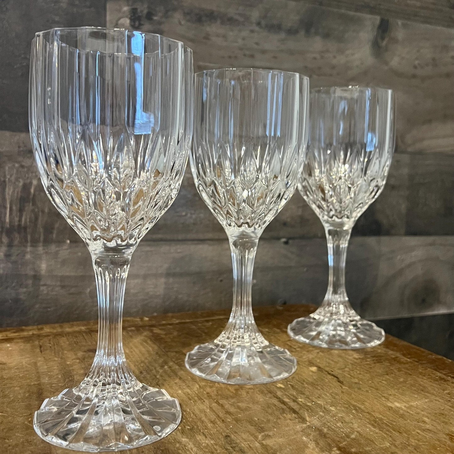 Cristal D’Arques Durand Crystal Bretagne Watet Goblets / Wine Glasses - Set of 3