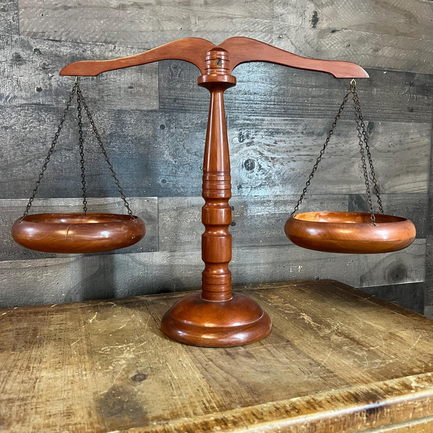 Vintage Wooden Balance Scale - Scale of Justice - Libra Scale