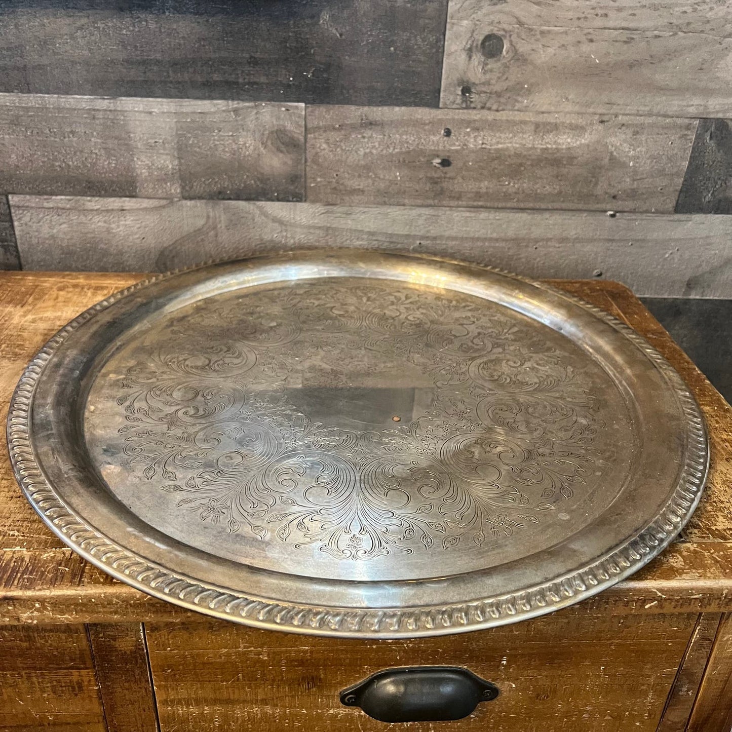 Large Vintage Silverplated Round Tray