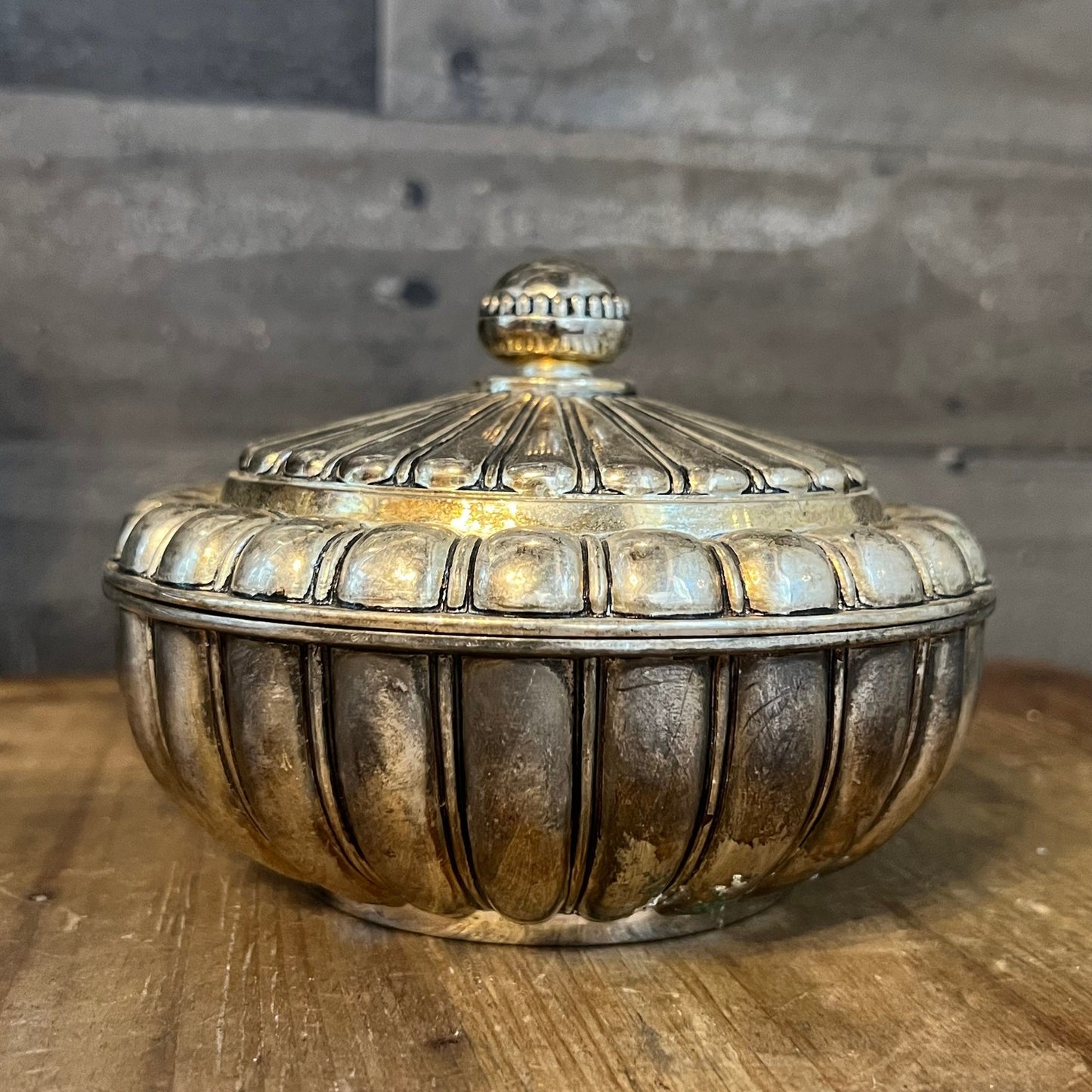 Vintage Silverplated Lidded Trinket Dish / Trinket Box